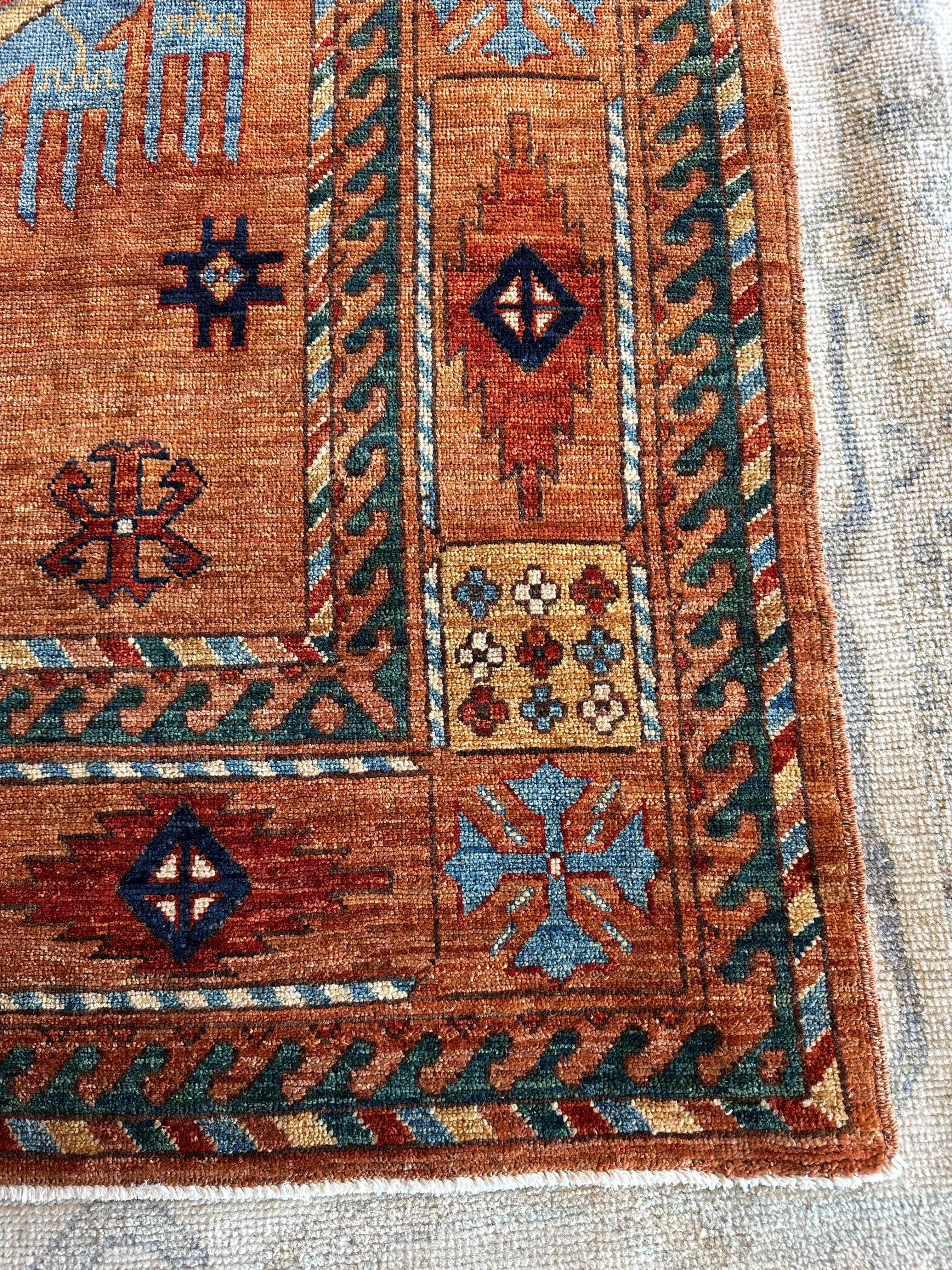 Jill Somers 6.10x9.2 Orange Hand-Knotted Humna Rug