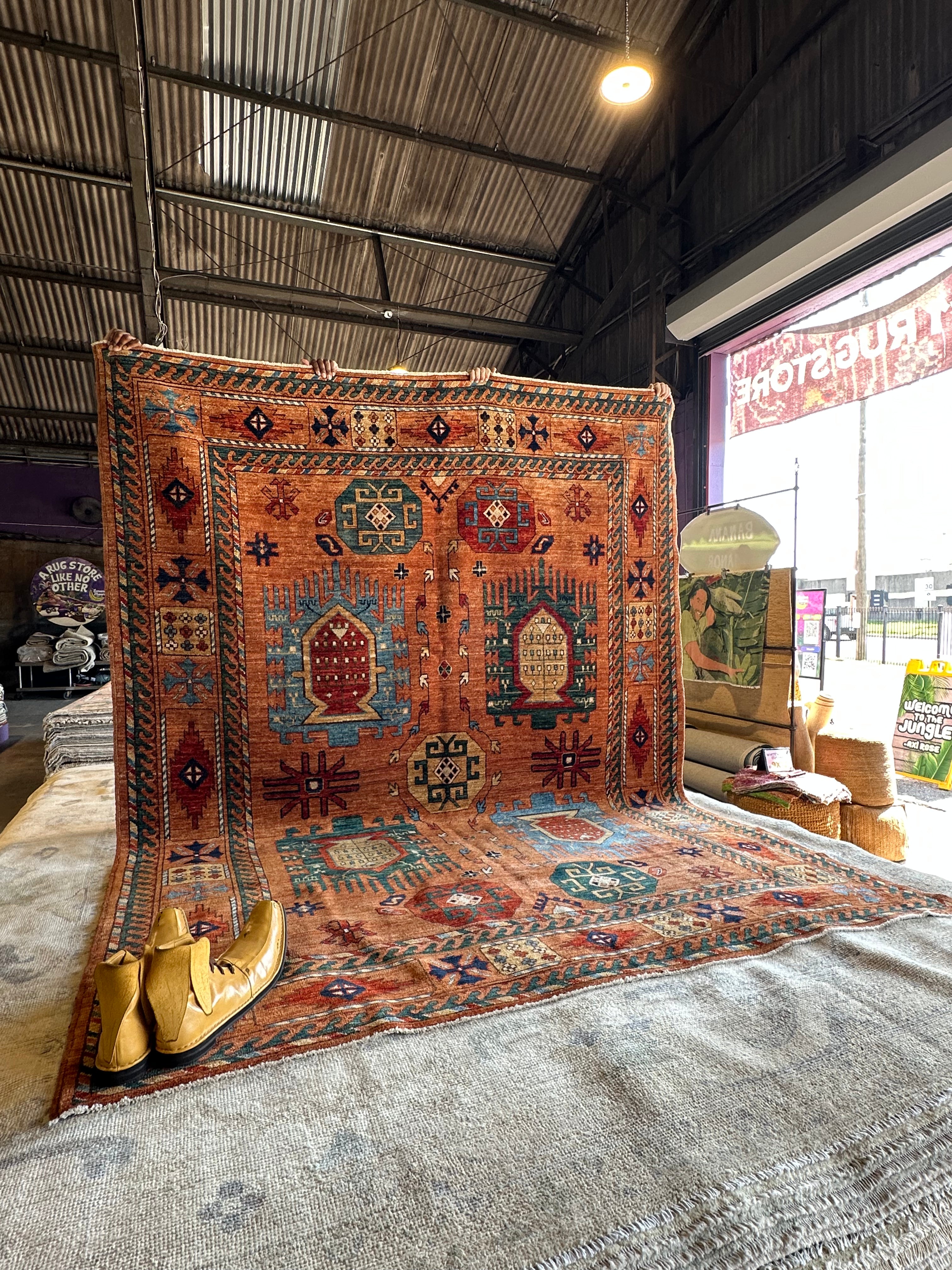 Jill Somers 6.10x9.2 Orange Hand-Knotted Humna Rug