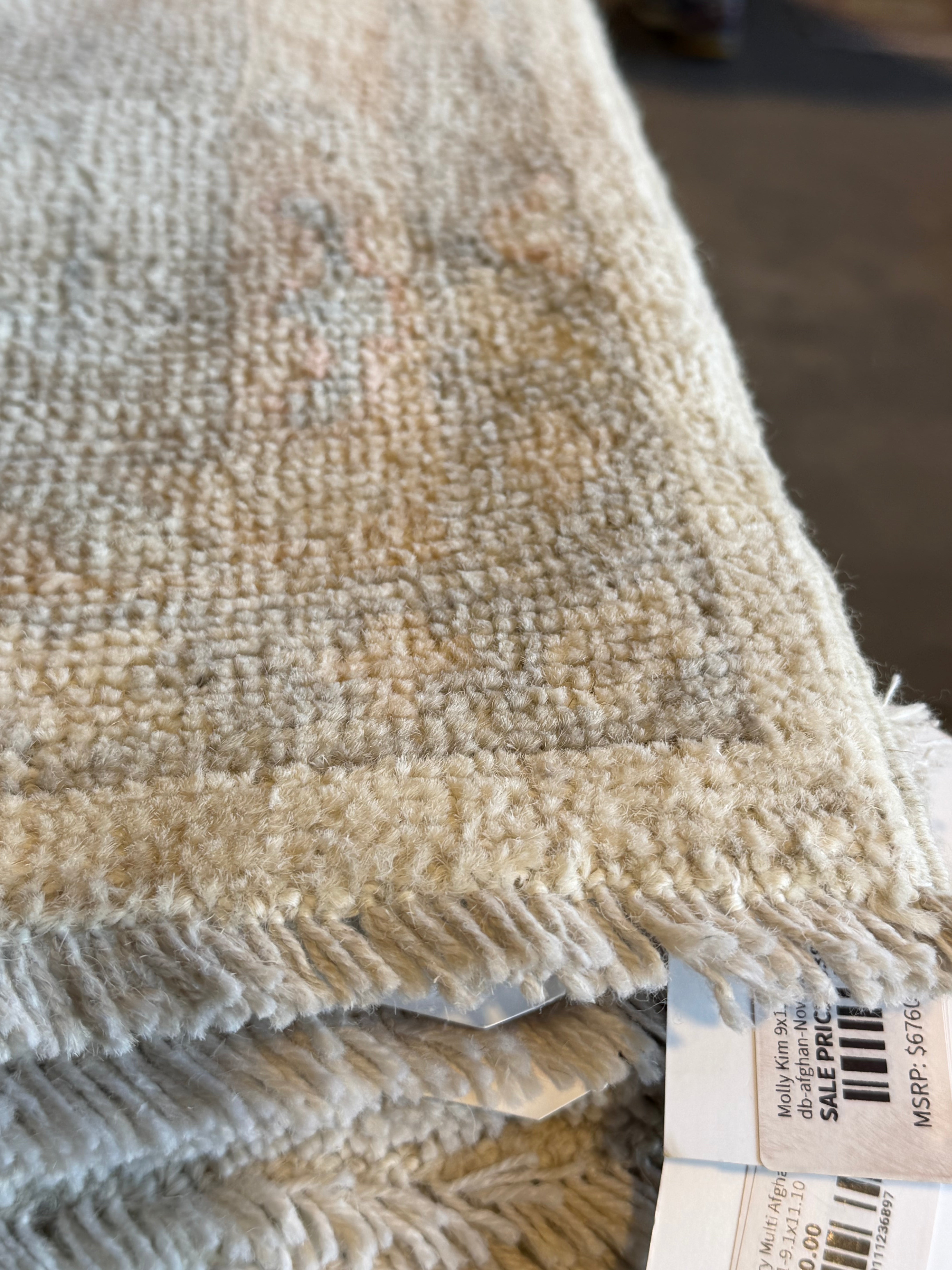 Barbara Muschietti 9.3x11.11 Beige Afghani Whitewashed Oushak