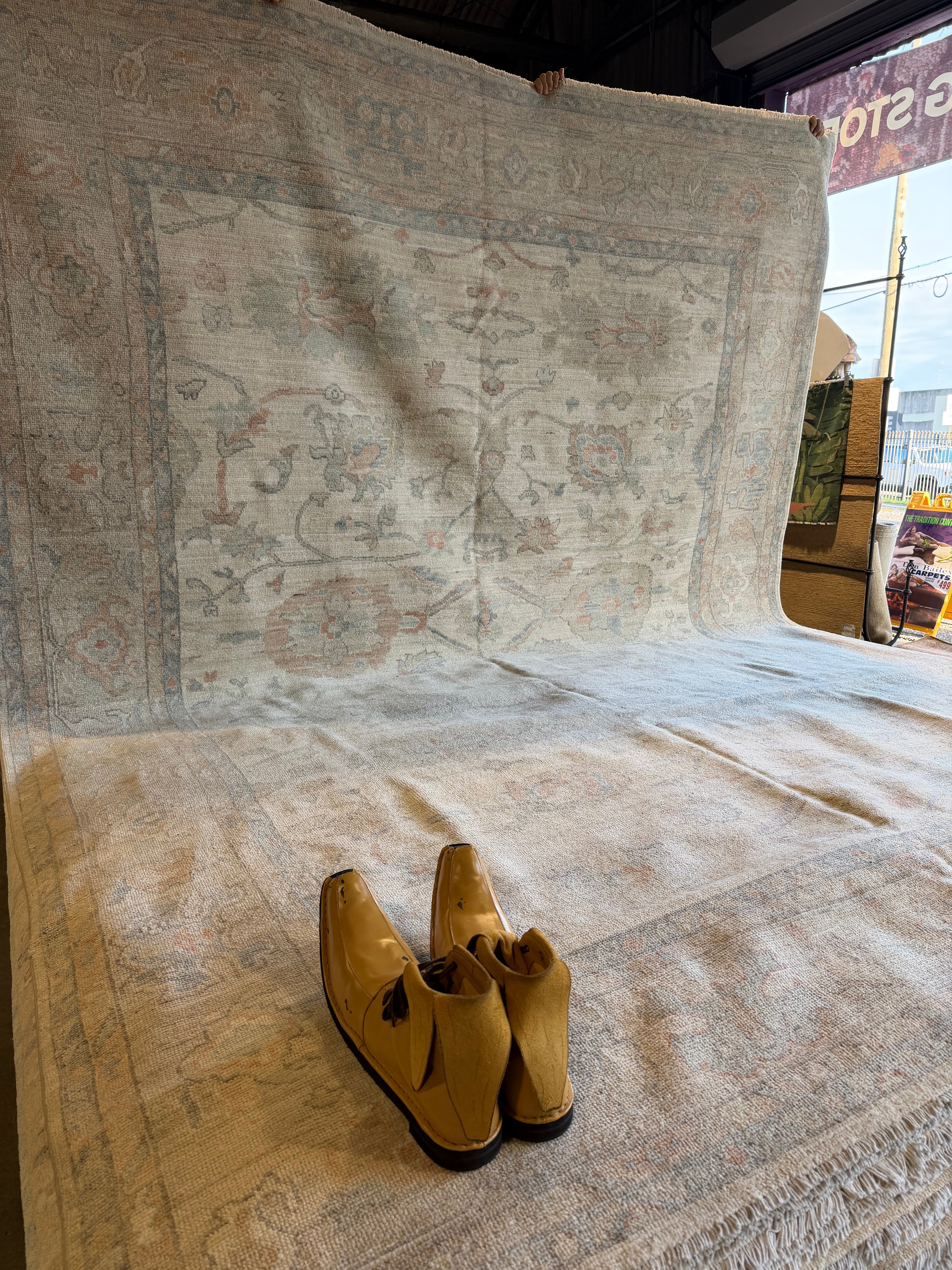 Barbara Muschietti 9.3x11.11 Beige Afghani Whitewashed Oushak