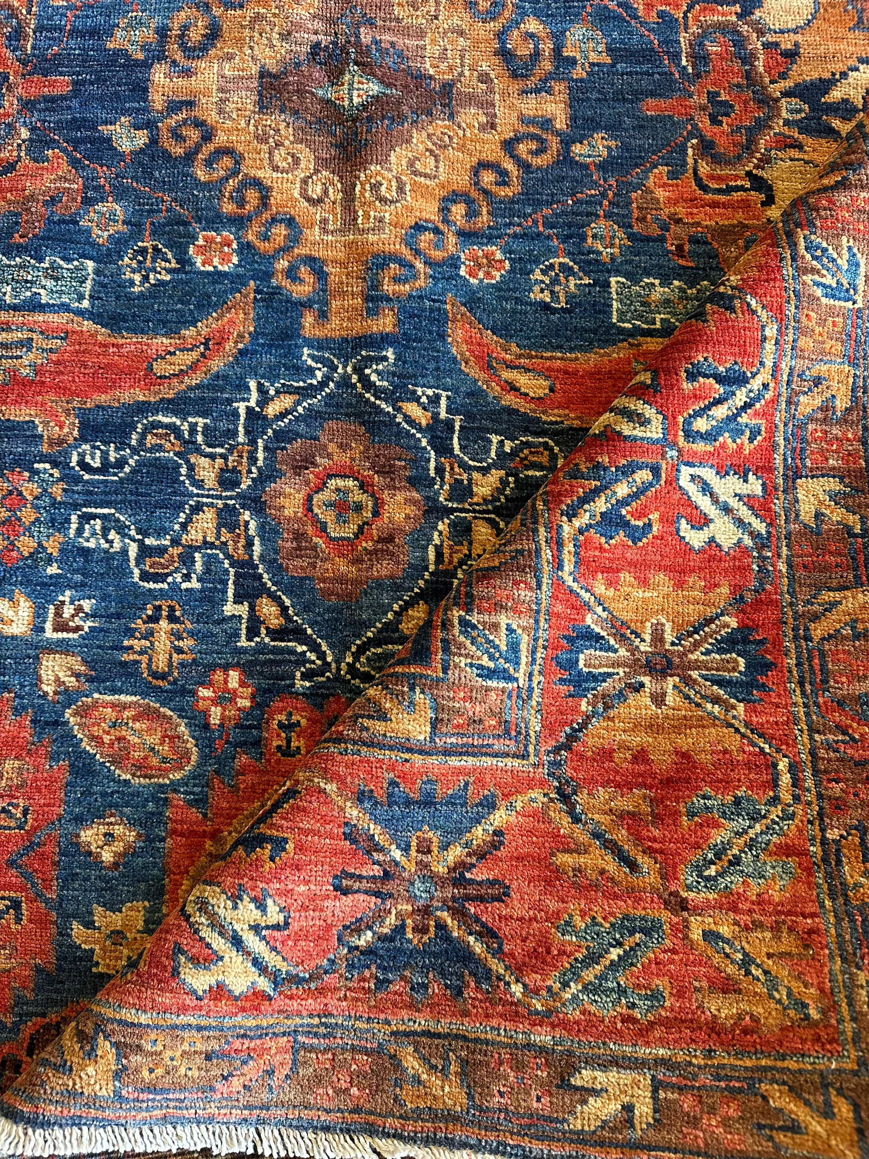 Dori Moghaizel 4.11x6.9 Red Hand-Knotted Humna Rug