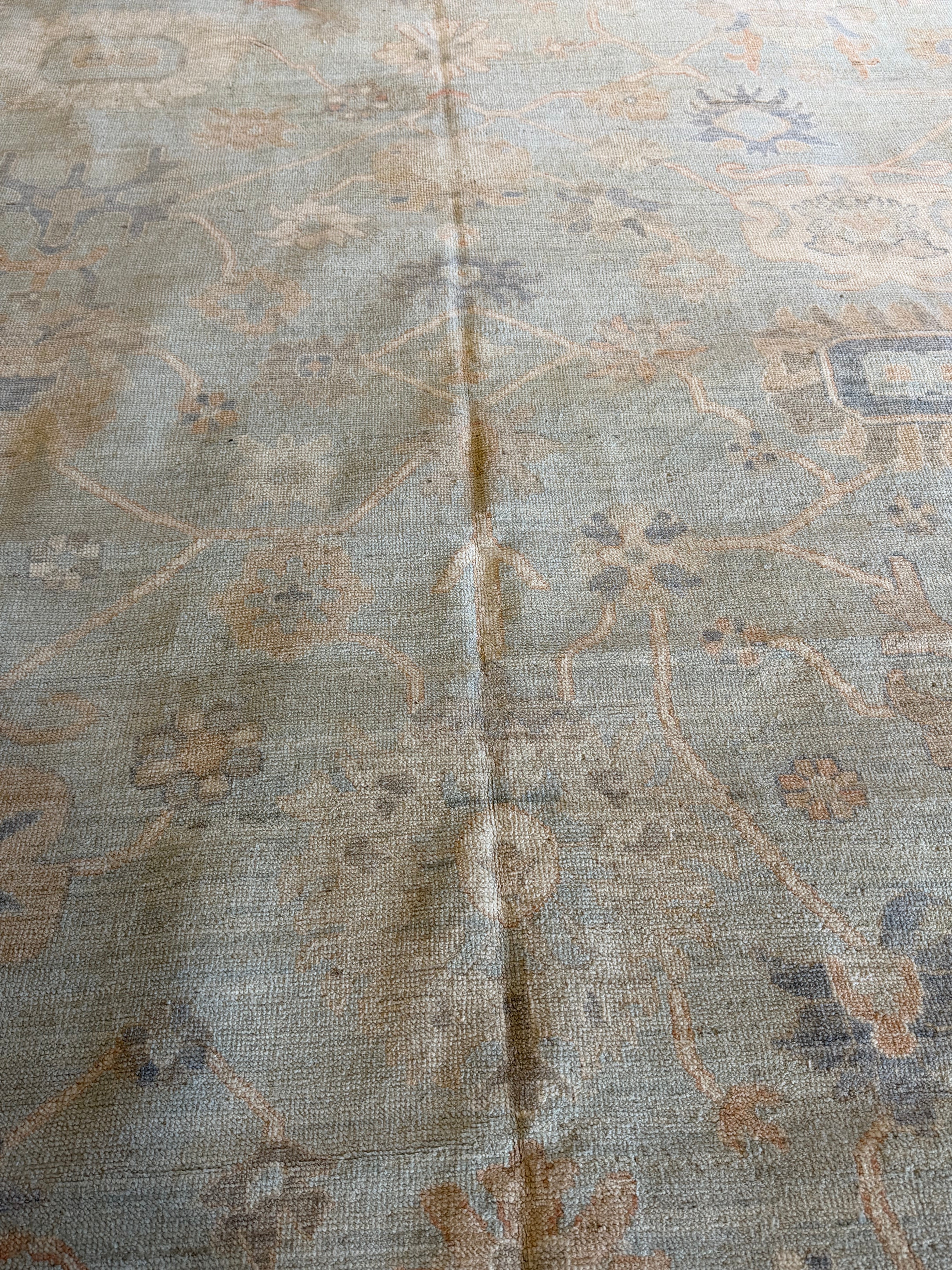 Susie Malkin 10.4x13.10 Blue Afghani Whitewashed Oushak