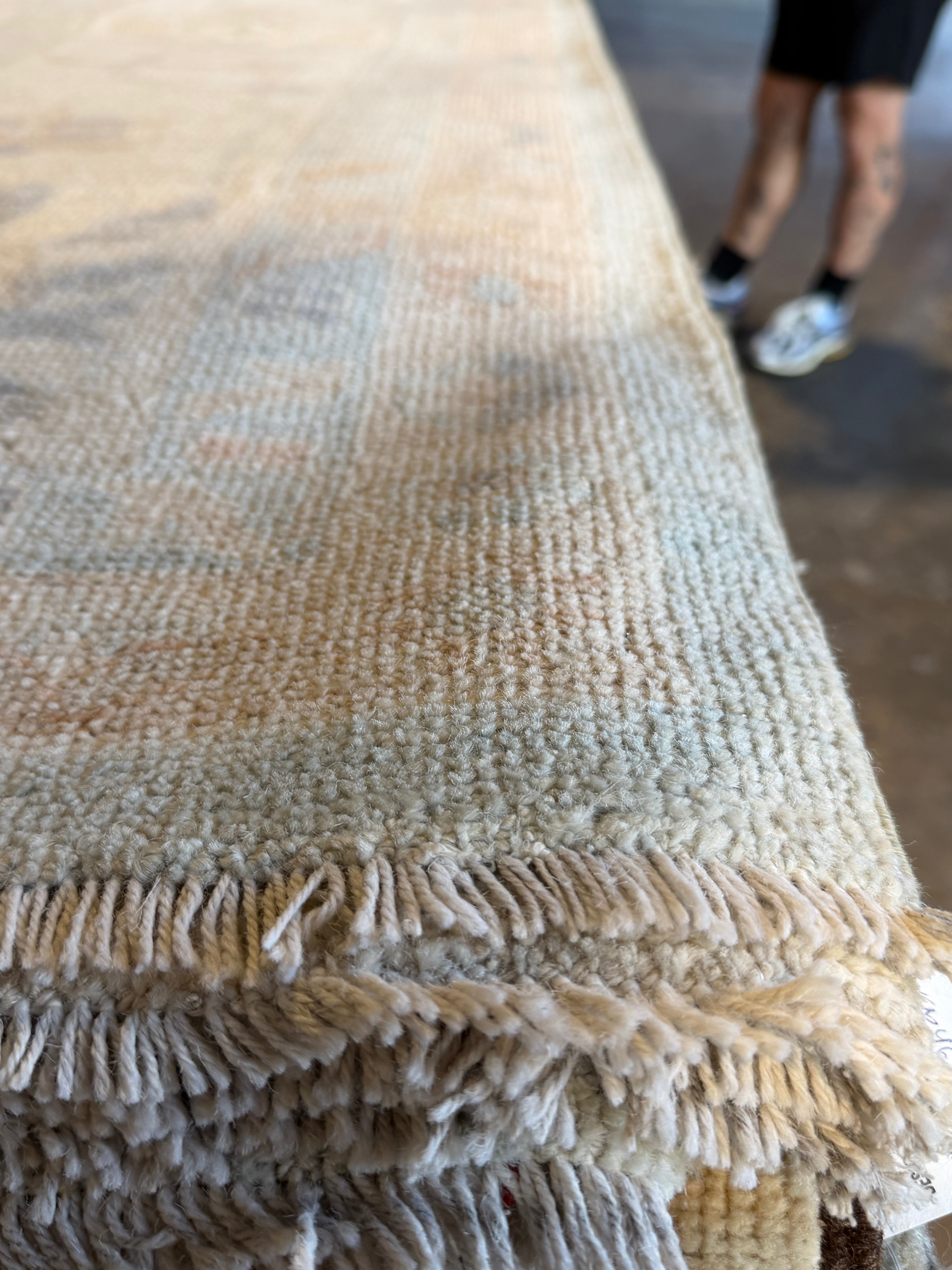 Susie Malkin 10.4x13.10 Blue Afghani Whitewashed Oushak