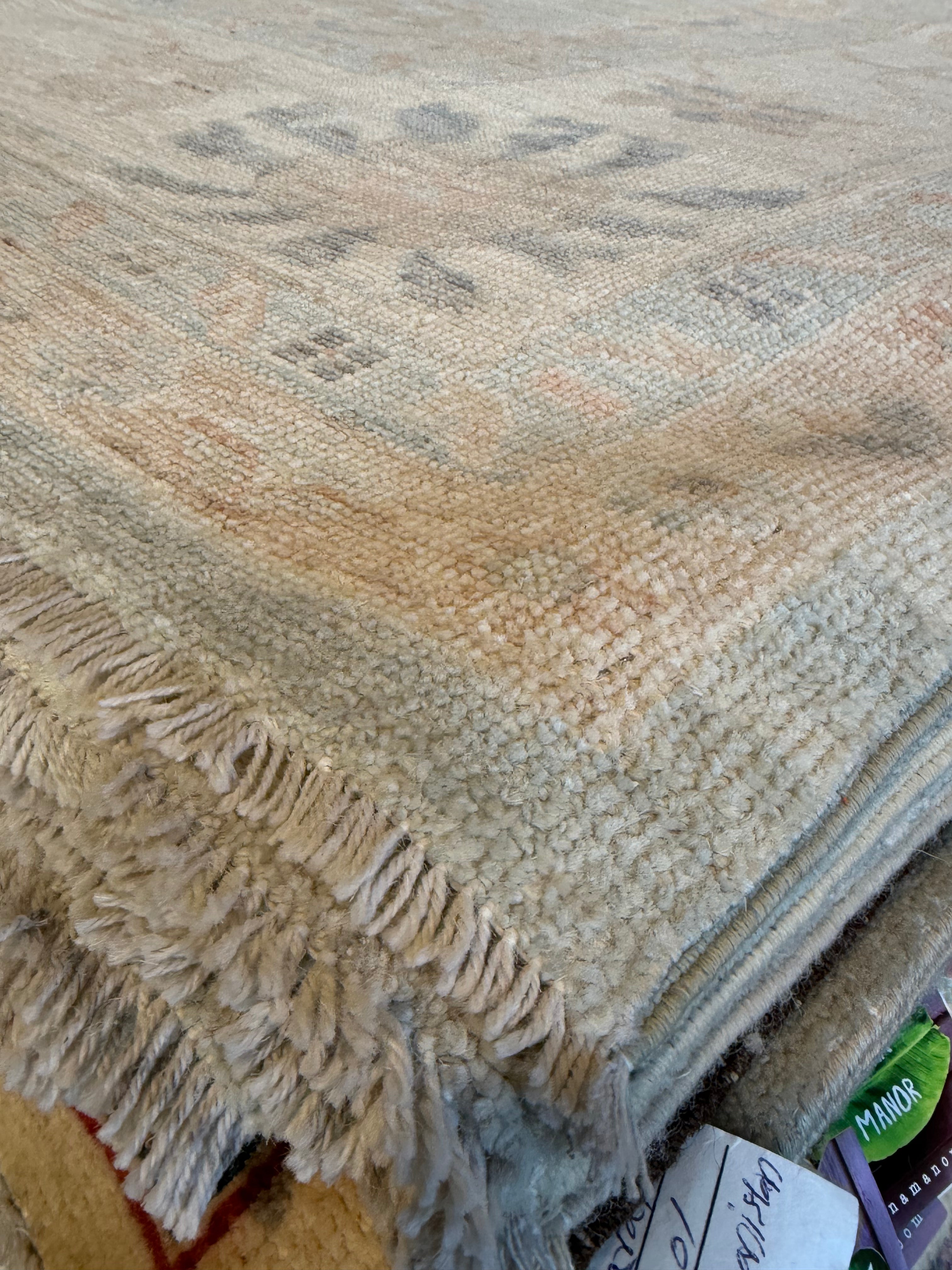 Susie Malkin 10.4x13.10 Blue Afghani Whitewashed Oushak