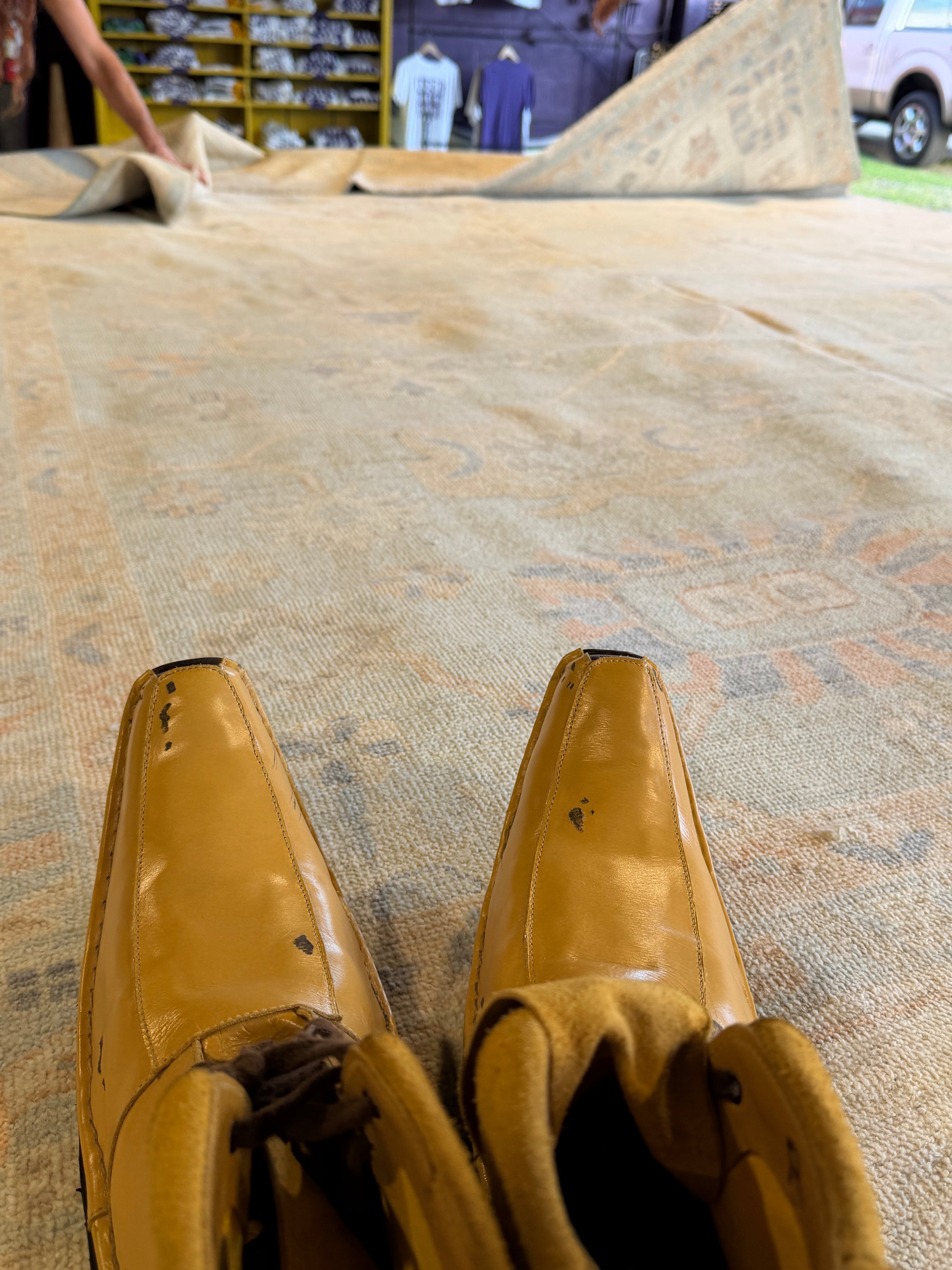 Susie Malkin 10.4x13.10 Blue Afghani Whitewashed Oushak