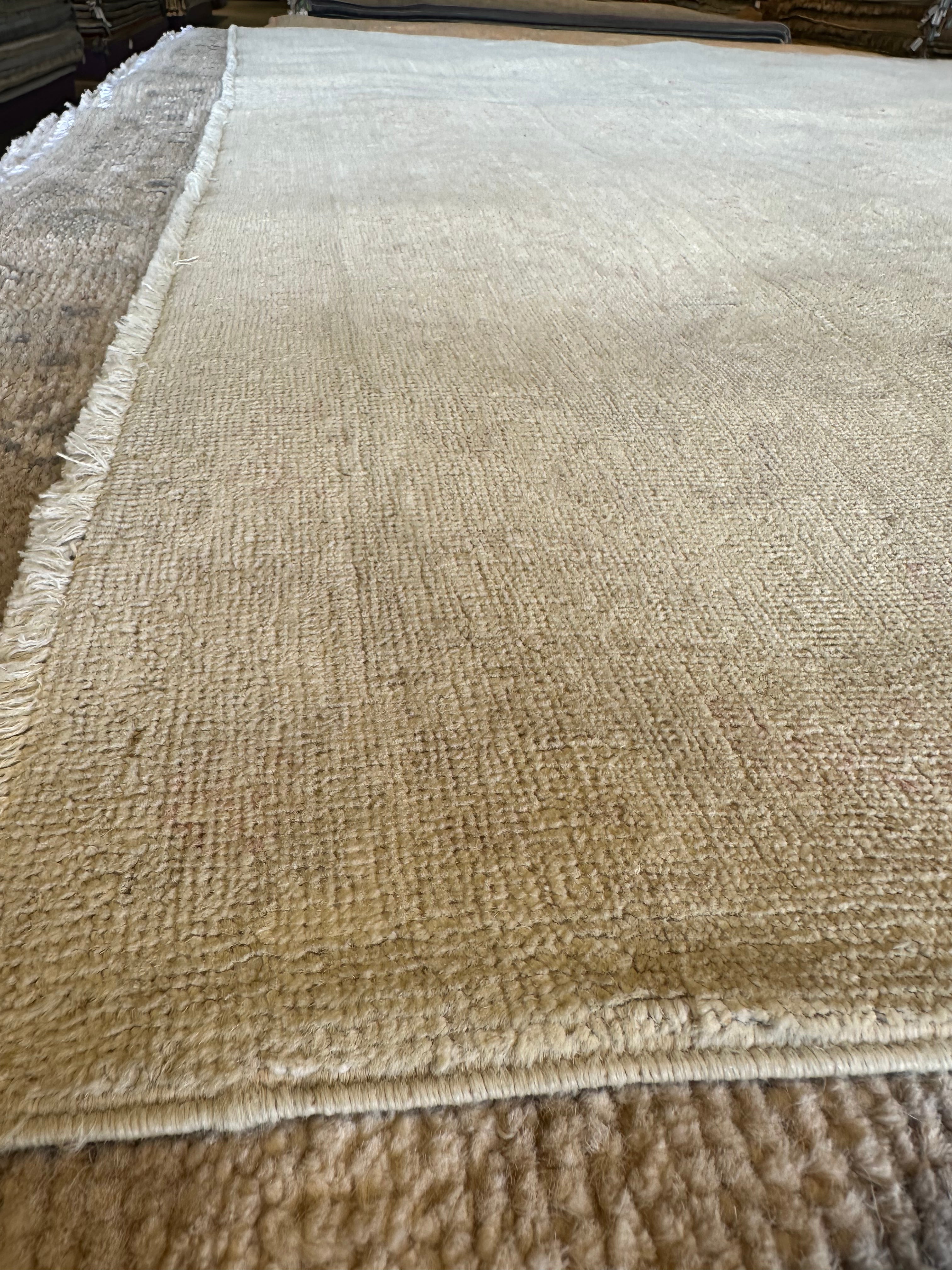 Jan Rooney 6x8.7 Beige Hand-Knotted Tabriz Rug