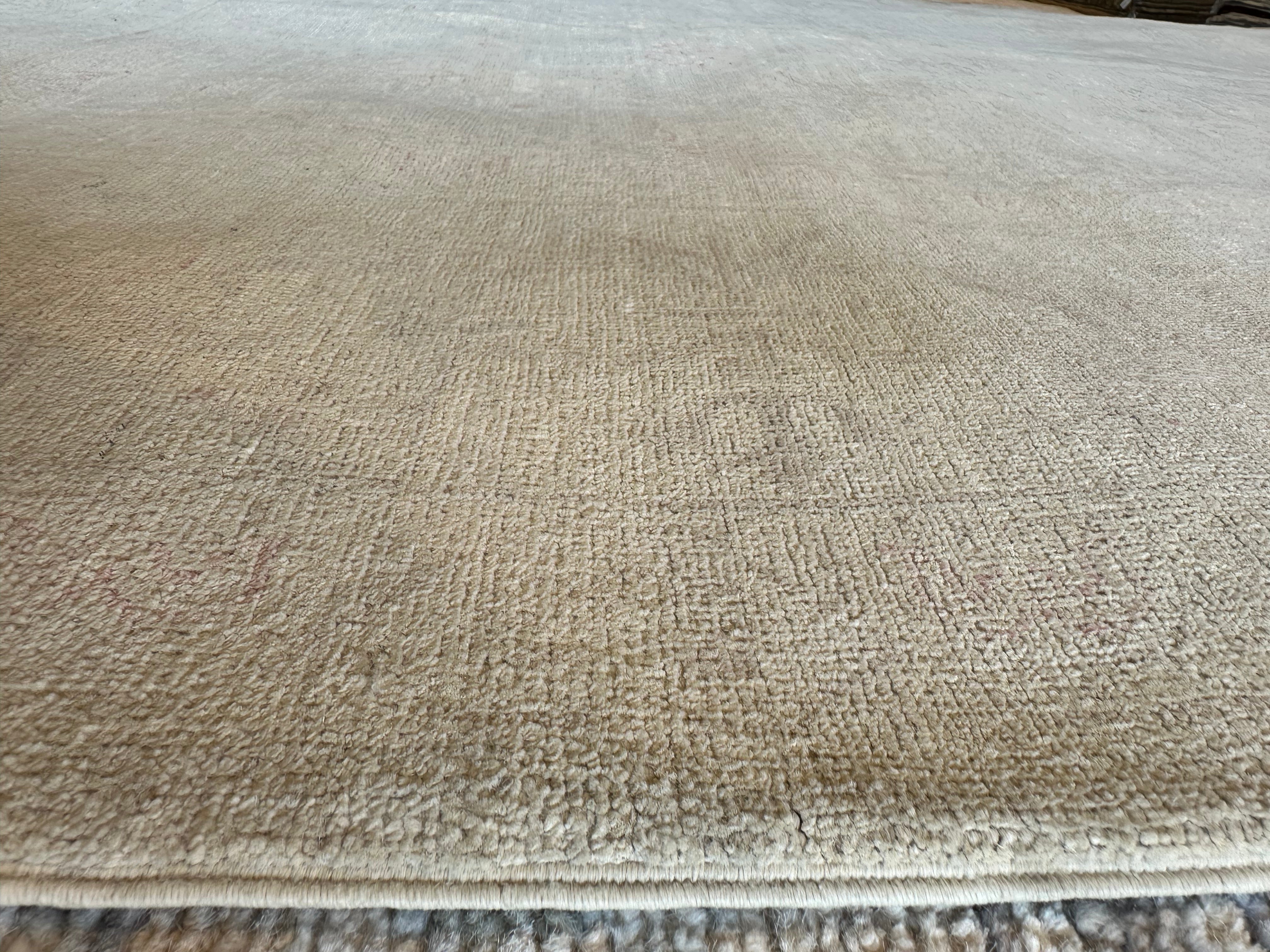 Jan Rooney 6x8.7 Beige Hand-Knotted Tabriz Rug