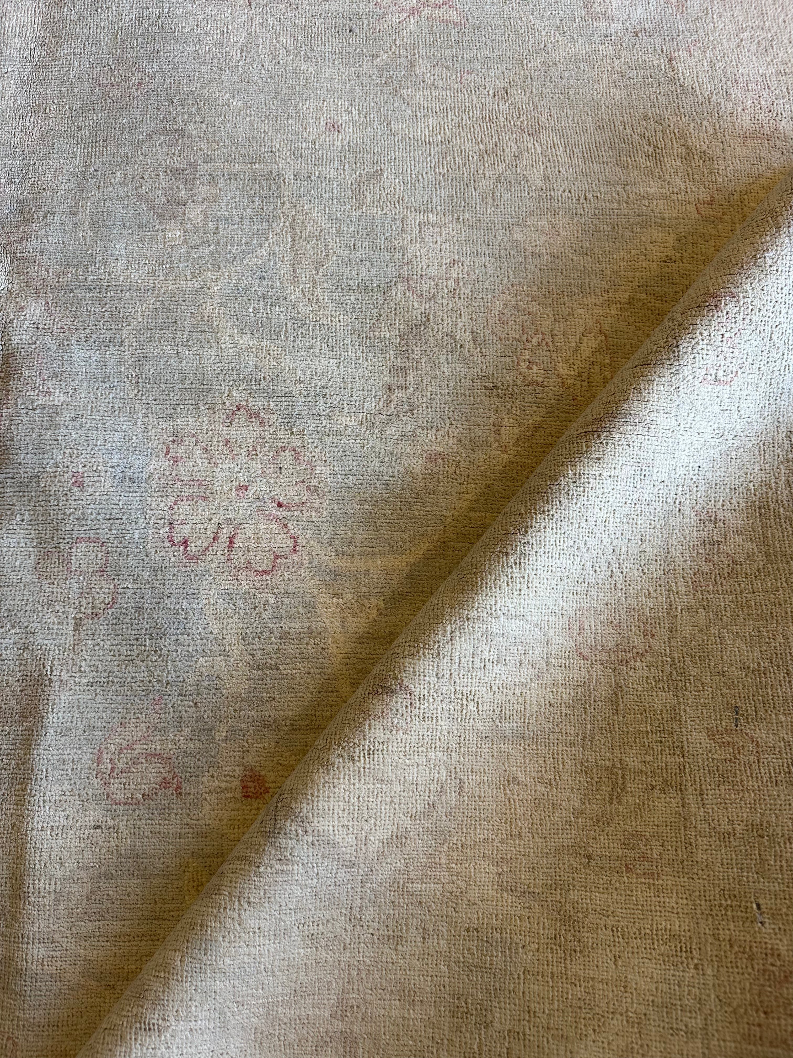 Jan Rooney 6x8.7 Beige Hand-Knotted Tabriz Rug