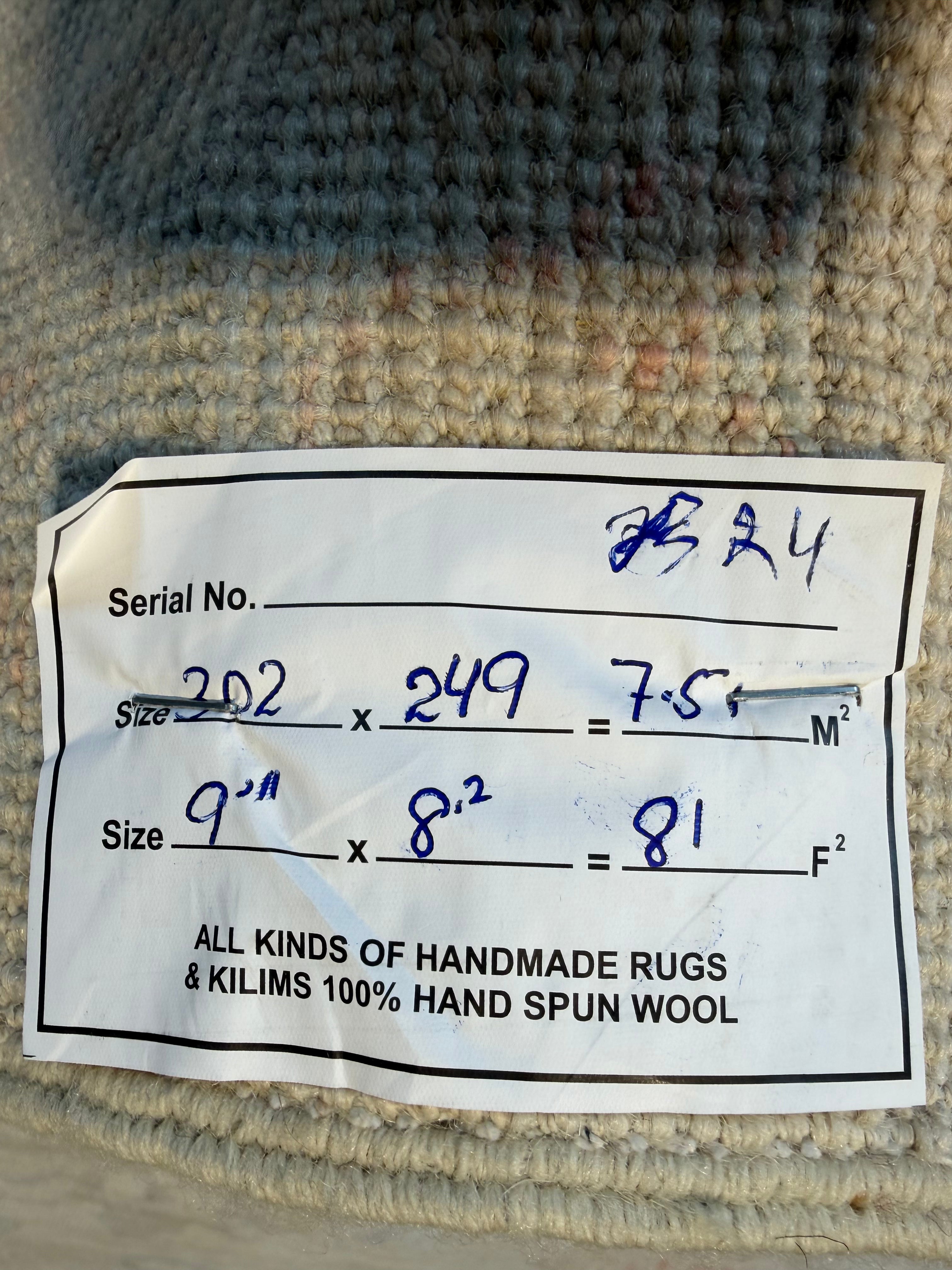 Matilda Legault 8.2x9.11 Blue Afghani Whitewashed Oushak