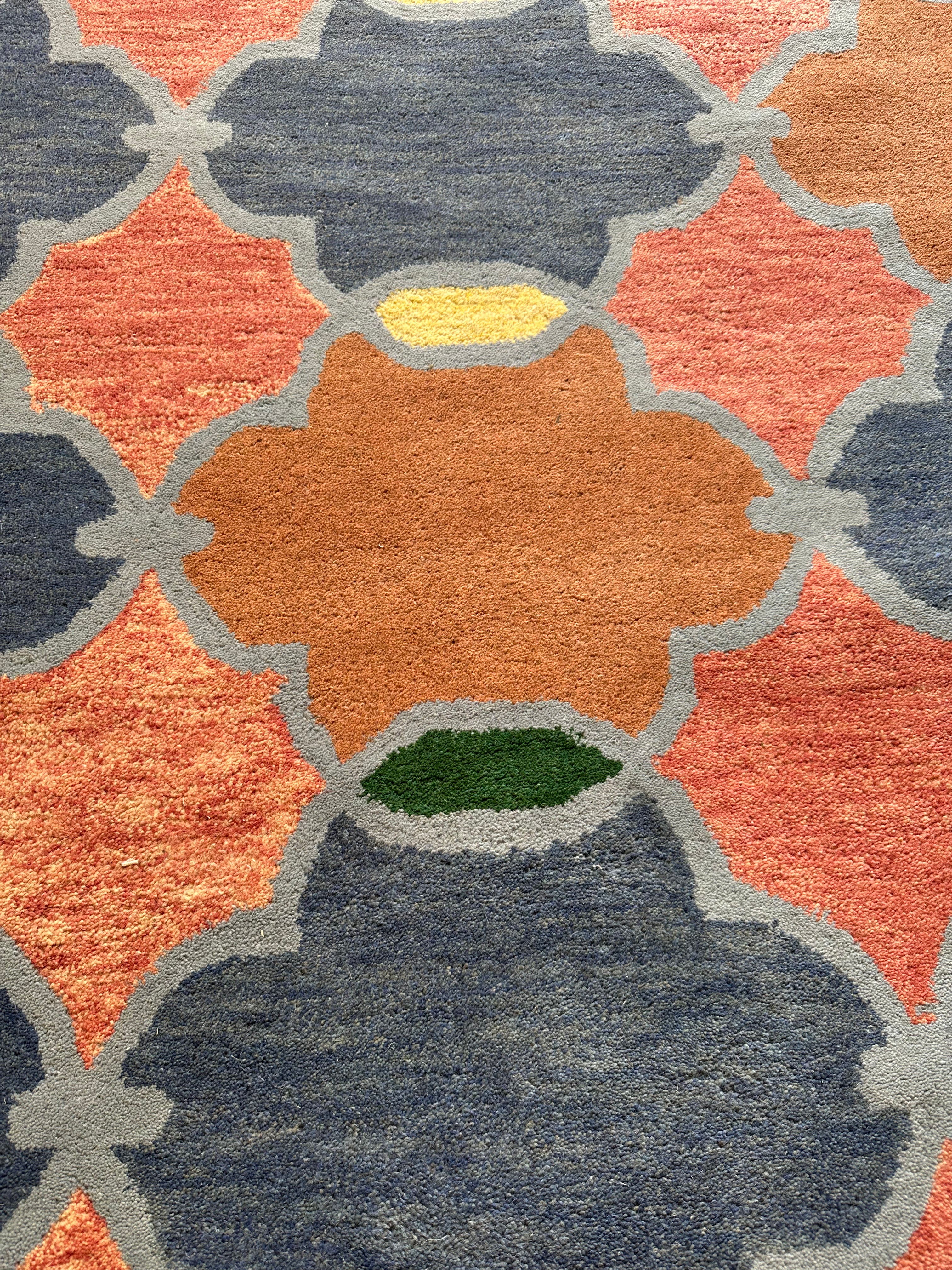 Tracey's 5x8 Hand-Tufted Blue & Rust Modern