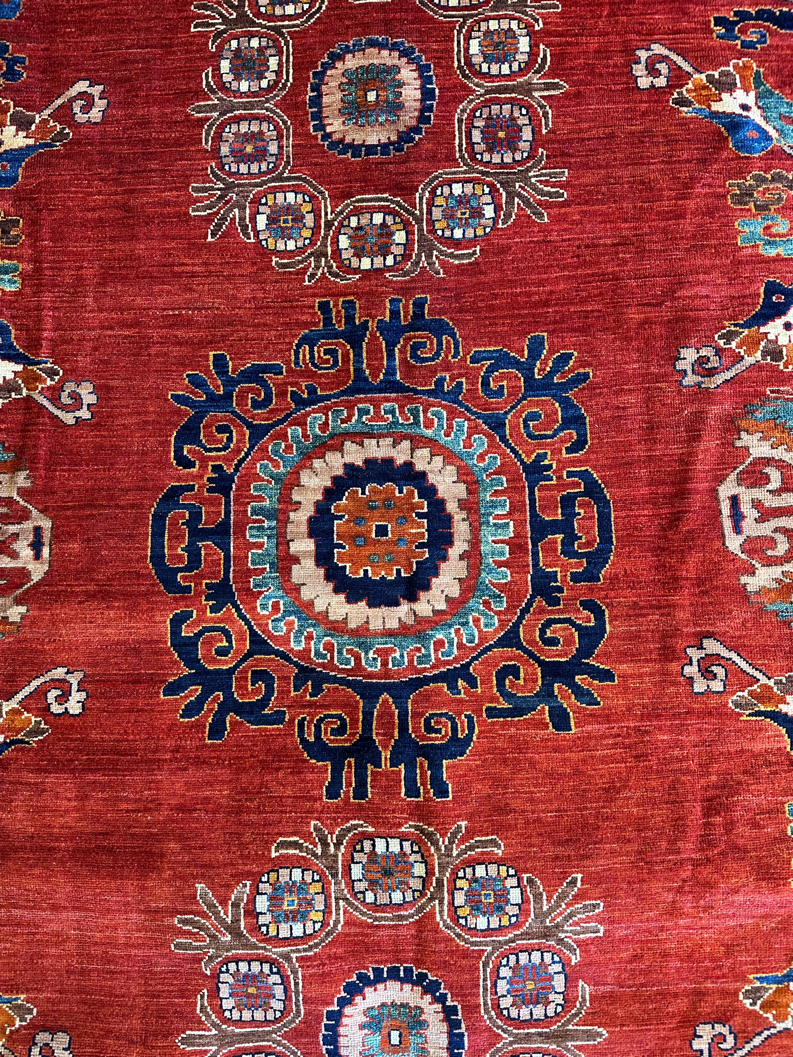 Carol Francoso 10.2x13.7 Red Hand-Knotted Humna Rug