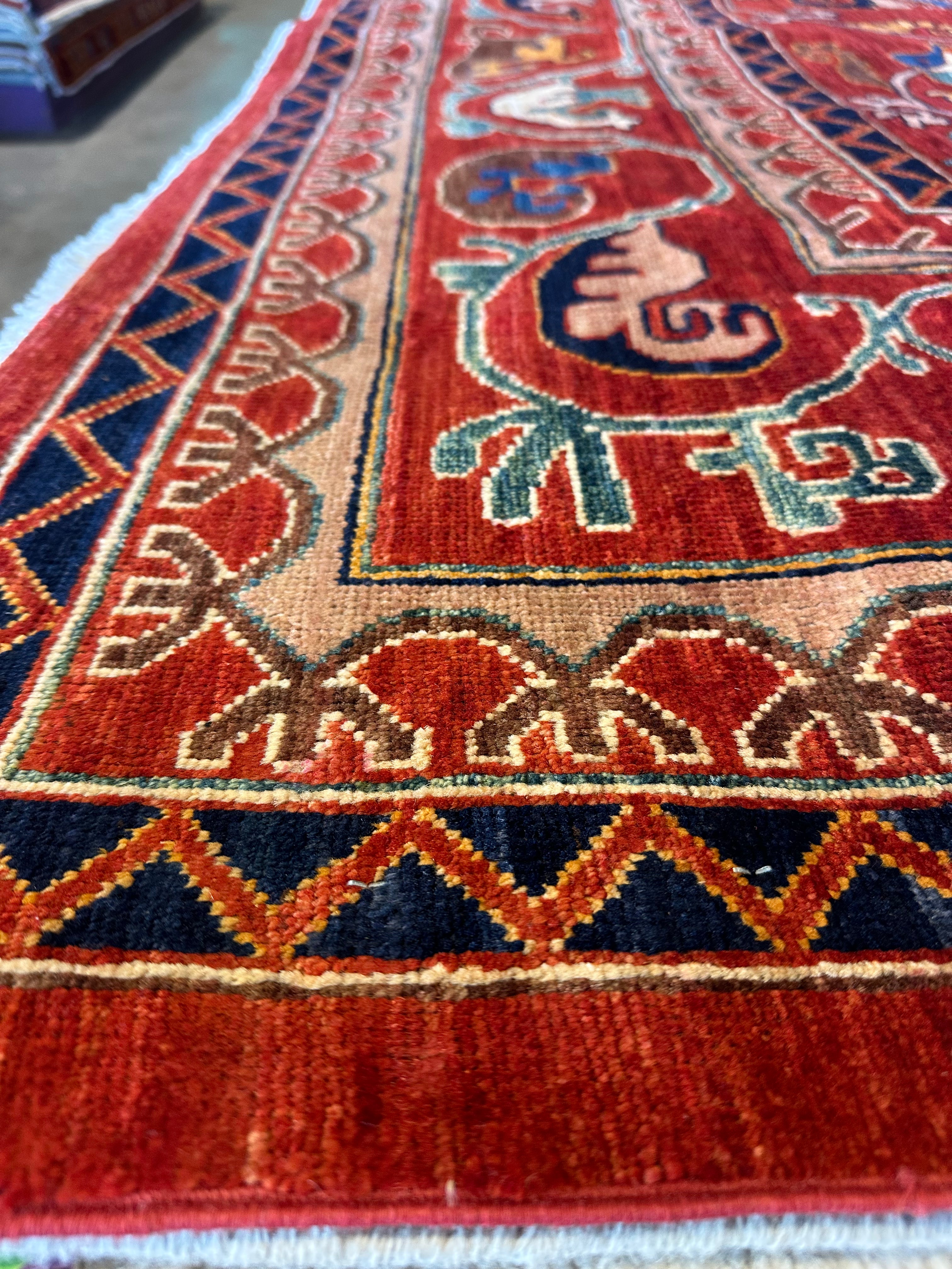 Carol Francoso 10.2x13.7 Red Hand-Knotted Humna Rug