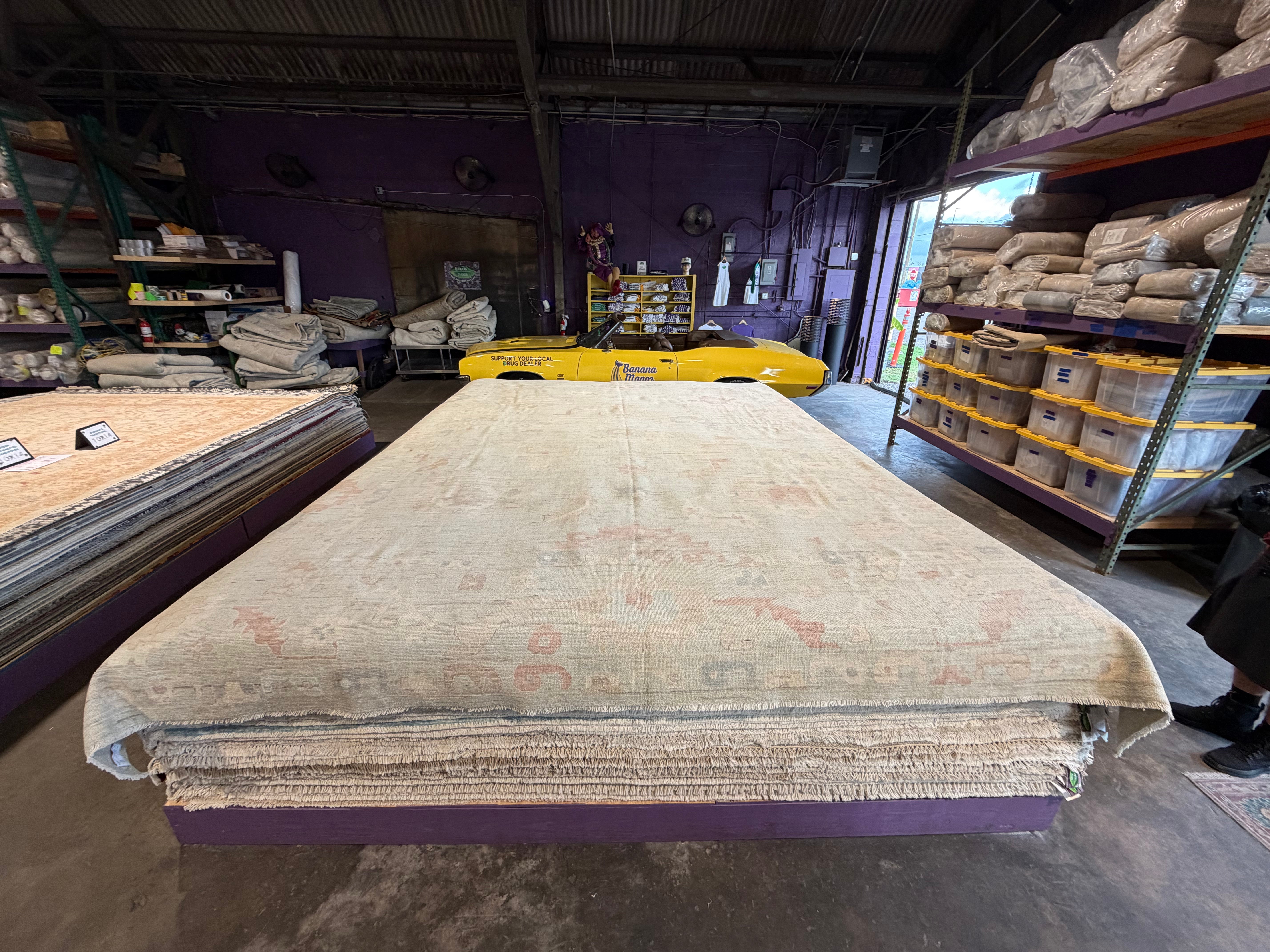 Elaine 12.1x17.10 Blue Afghani Whitewashed Oushak