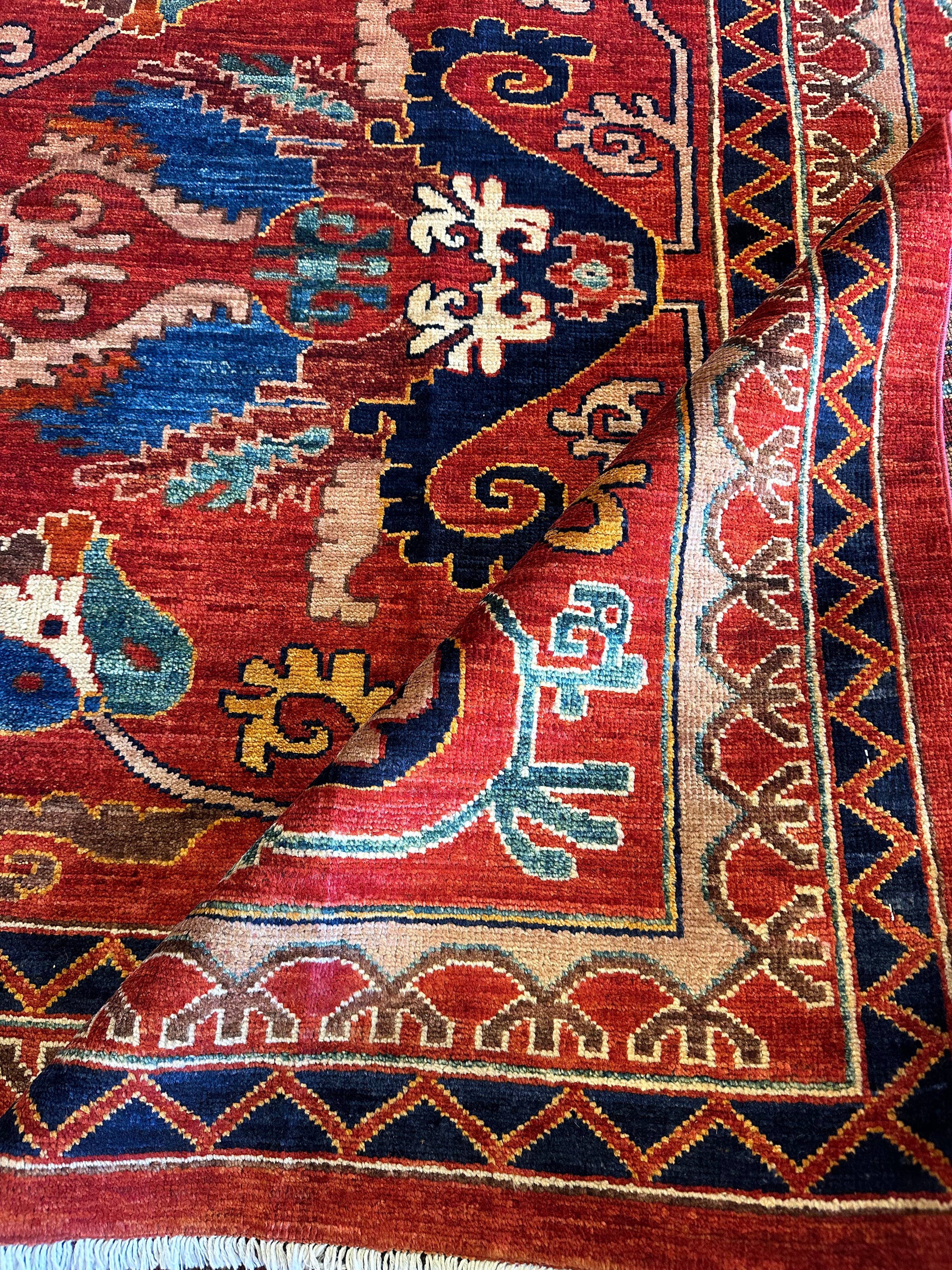 Carol Francoso 10.2x13.7 Red Hand-Knotted Humna Rug