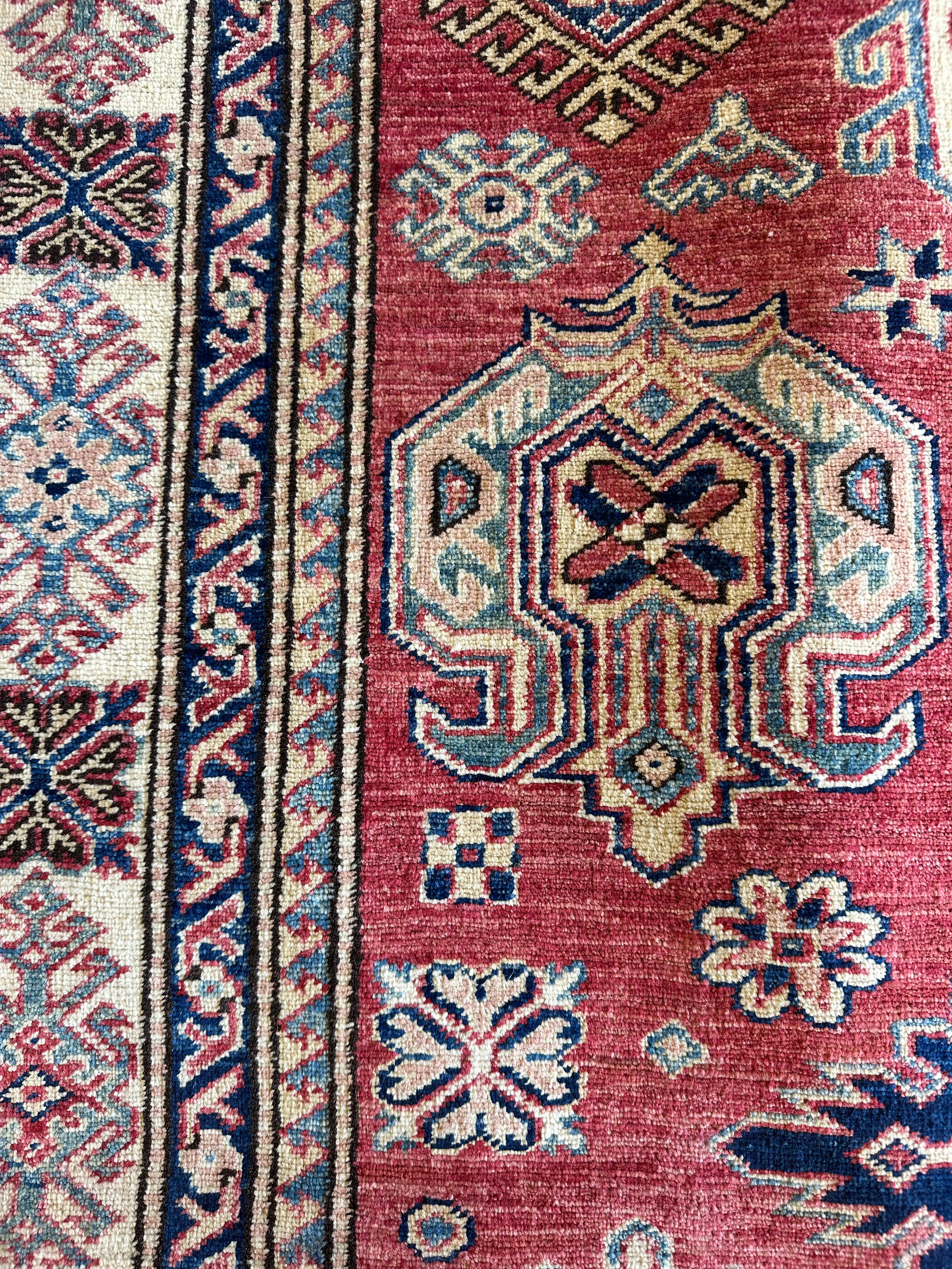 Ruth Adelman 5.7x7.6 Red Hand-Knotted Kazak Rug
