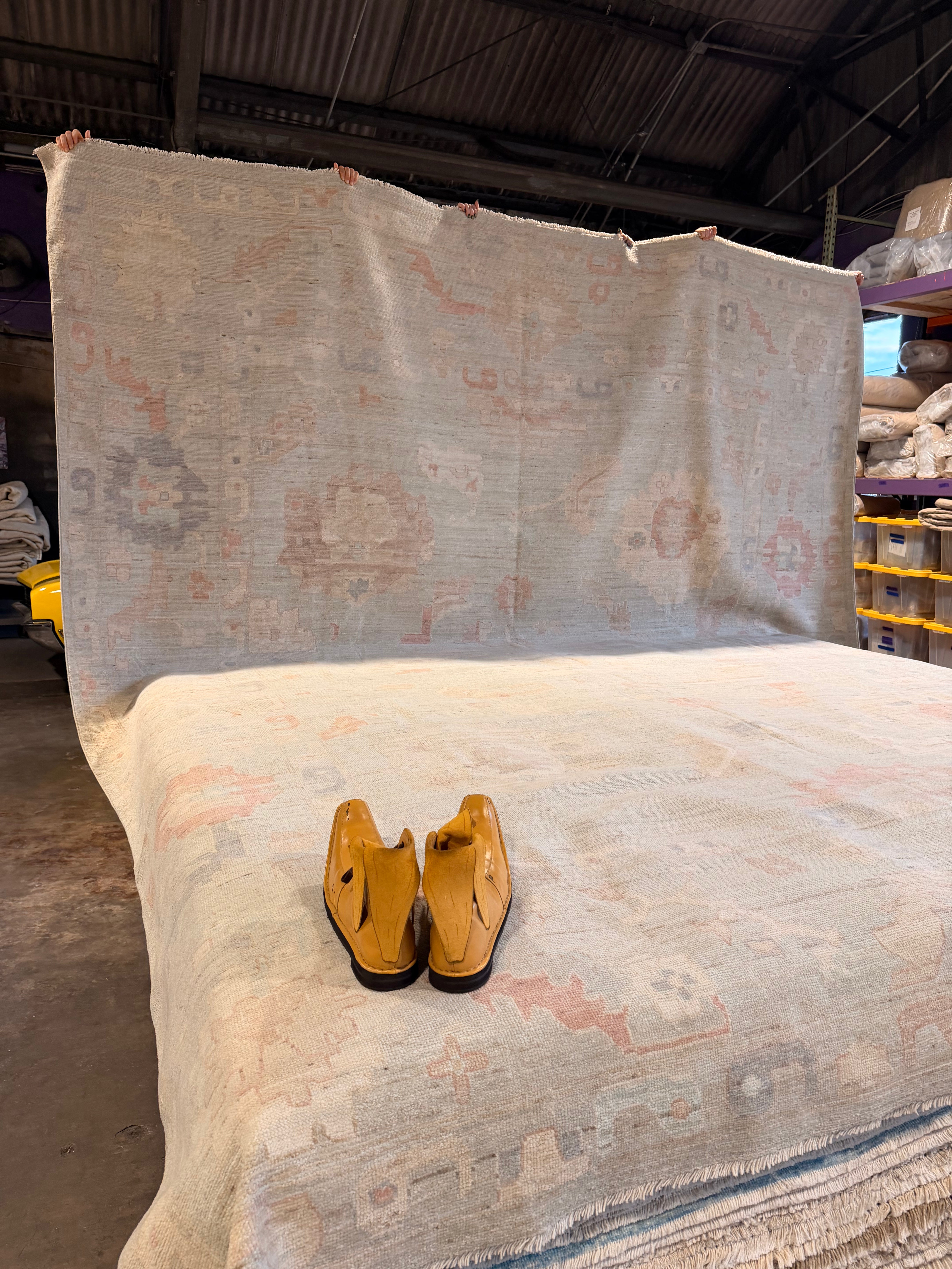 Elaine 12.1x17.10 Blue Afghani Whitewashed Oushak