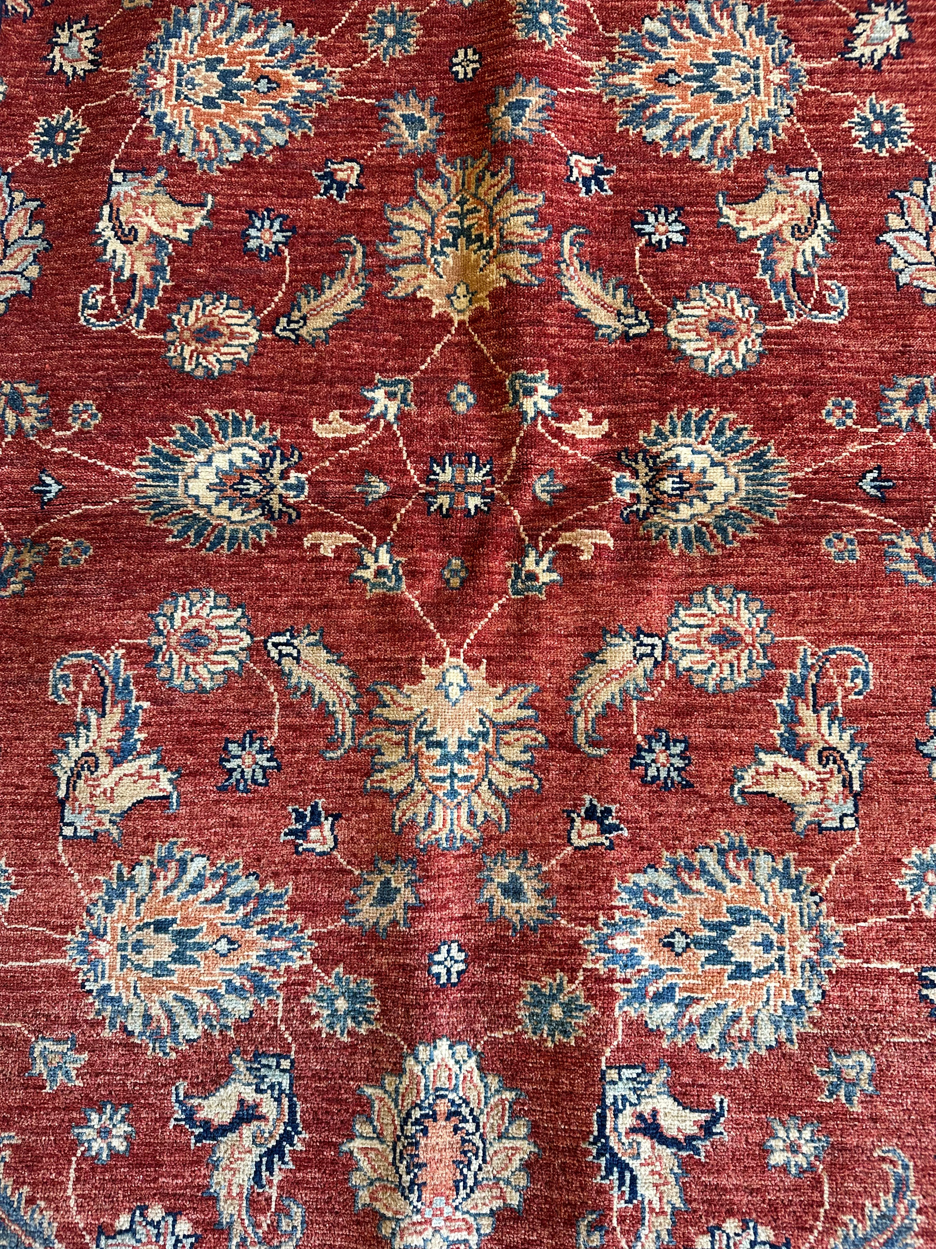 Elsa Moghaizel 4.10x6.11 Red Hand-Knotted Farhan Rug
