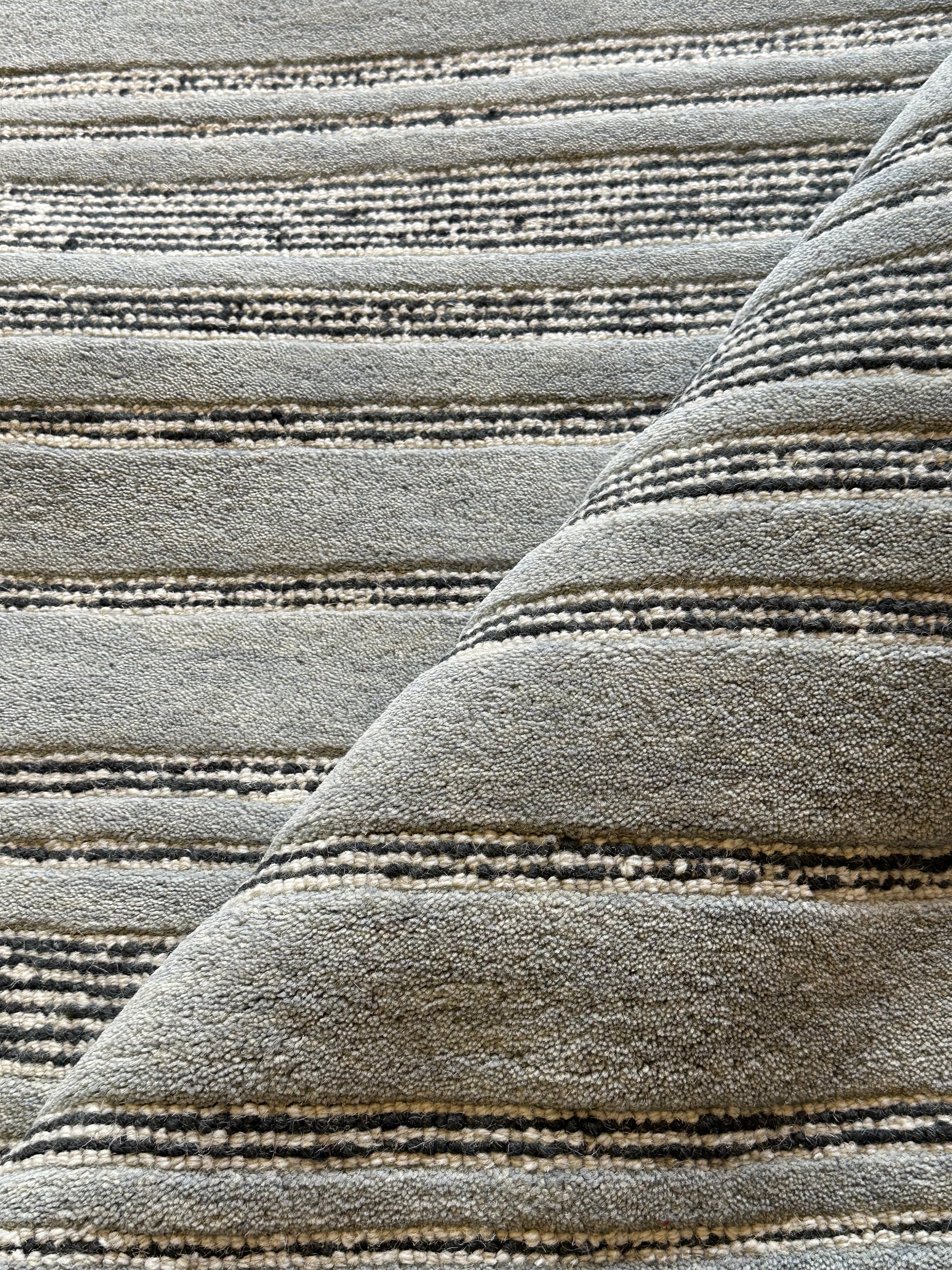 d.b.a. 5x8 Hand-Tufted Silver & Grey Stripe