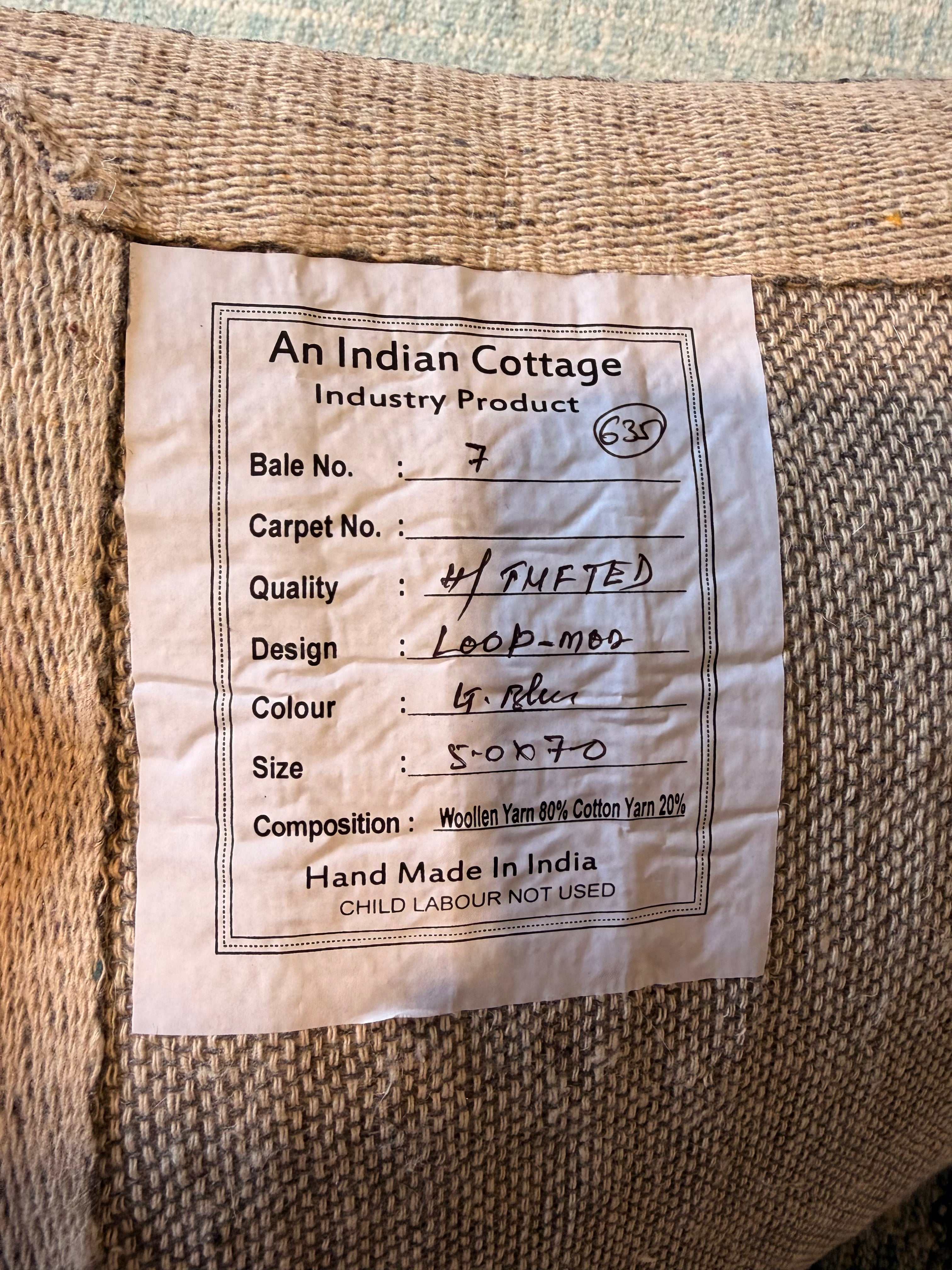 Elena 5x7 Hand-Tufted Wool Light Blue & Stripe