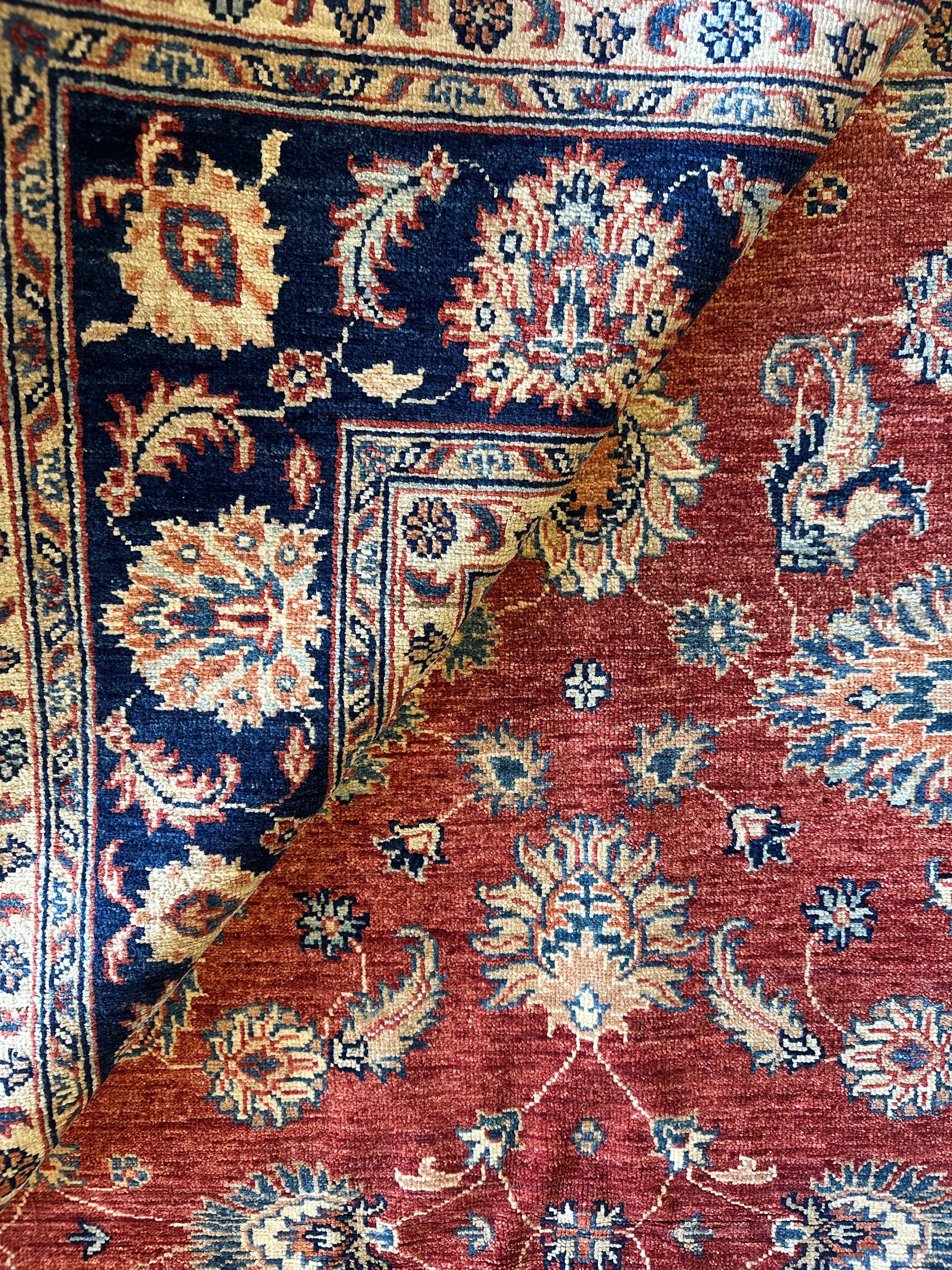 Elsa Moghaizel 4.10x6.11 Red Hand-Knotted Farhan Rug