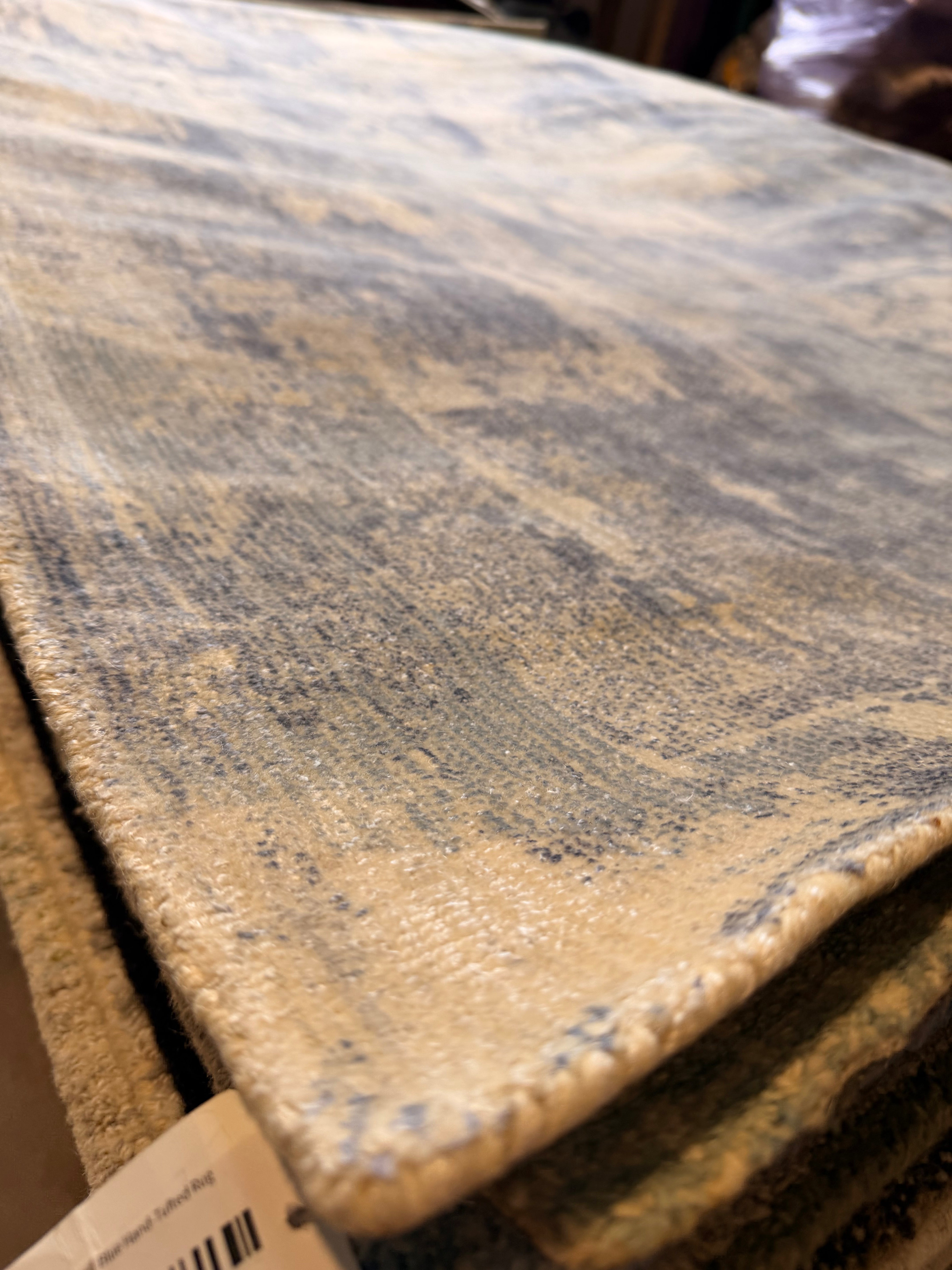 Rex 5.3x7.9 Handwoven Aqua & Ivory Printed Viscose