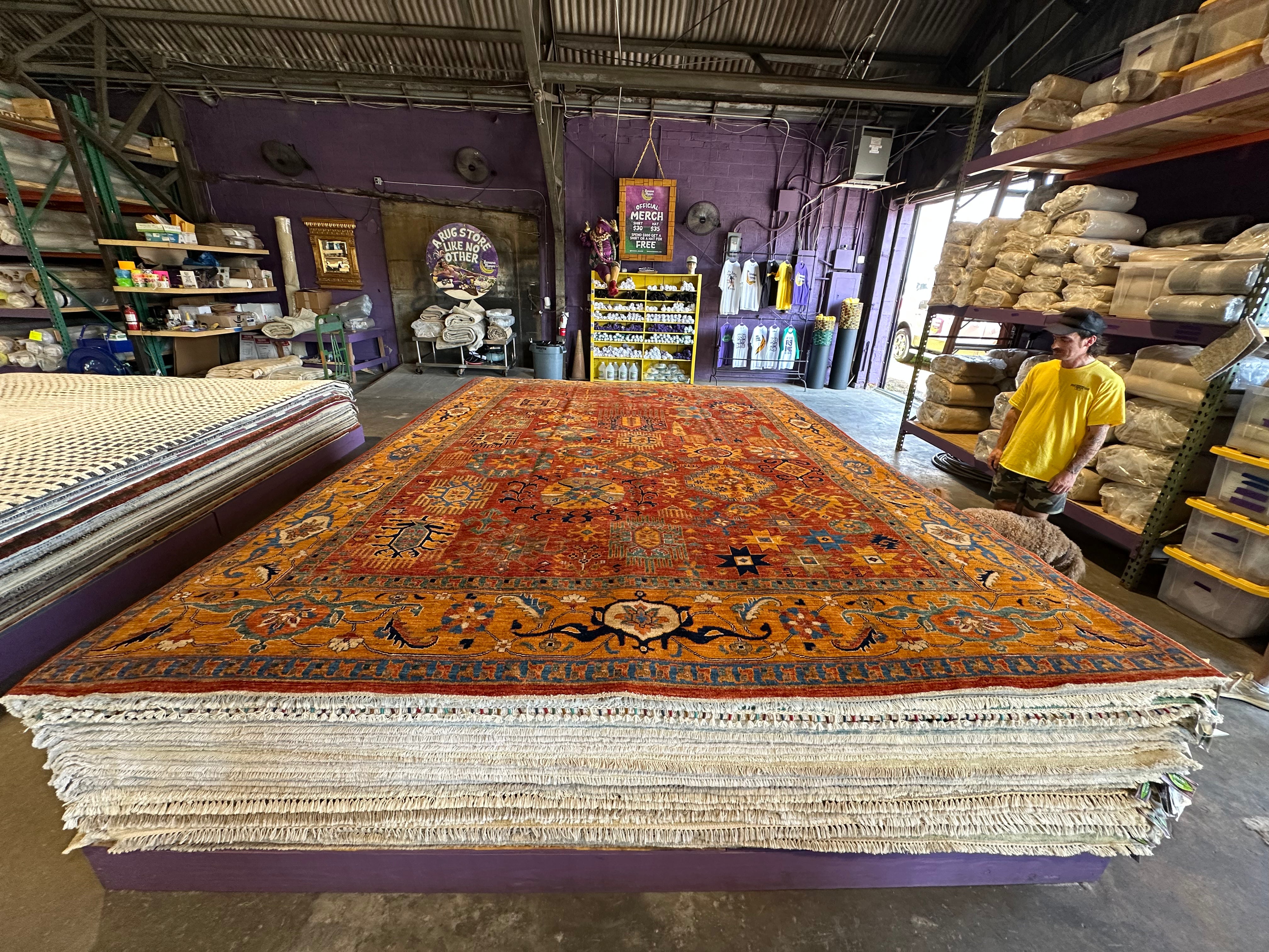 Leesa Pate 9.11x13.7 Orange Hand-Knotted Humna Rug