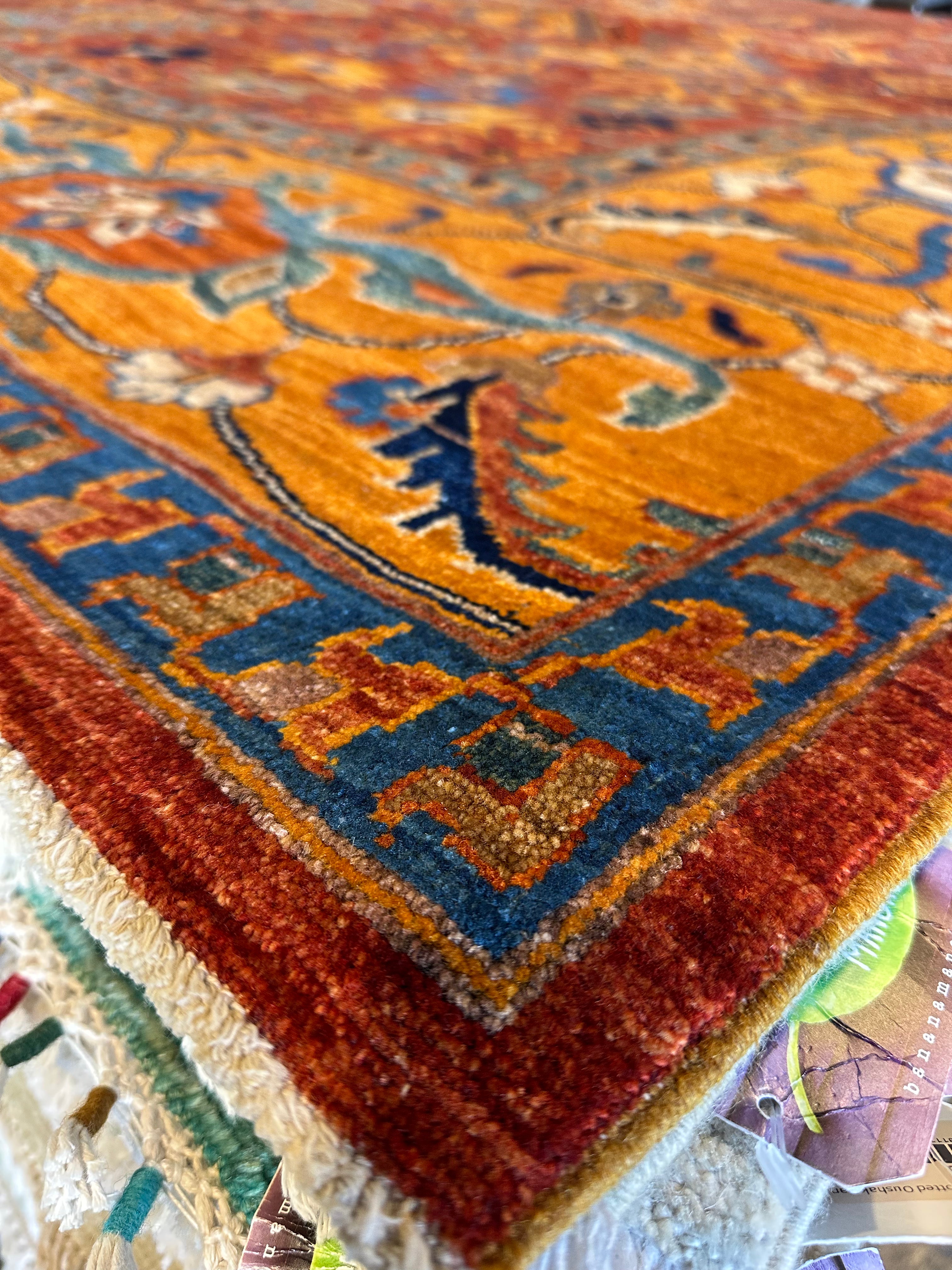 Leesa Pate 9.11x13.7 Orange Hand-Knotted Humna Rug