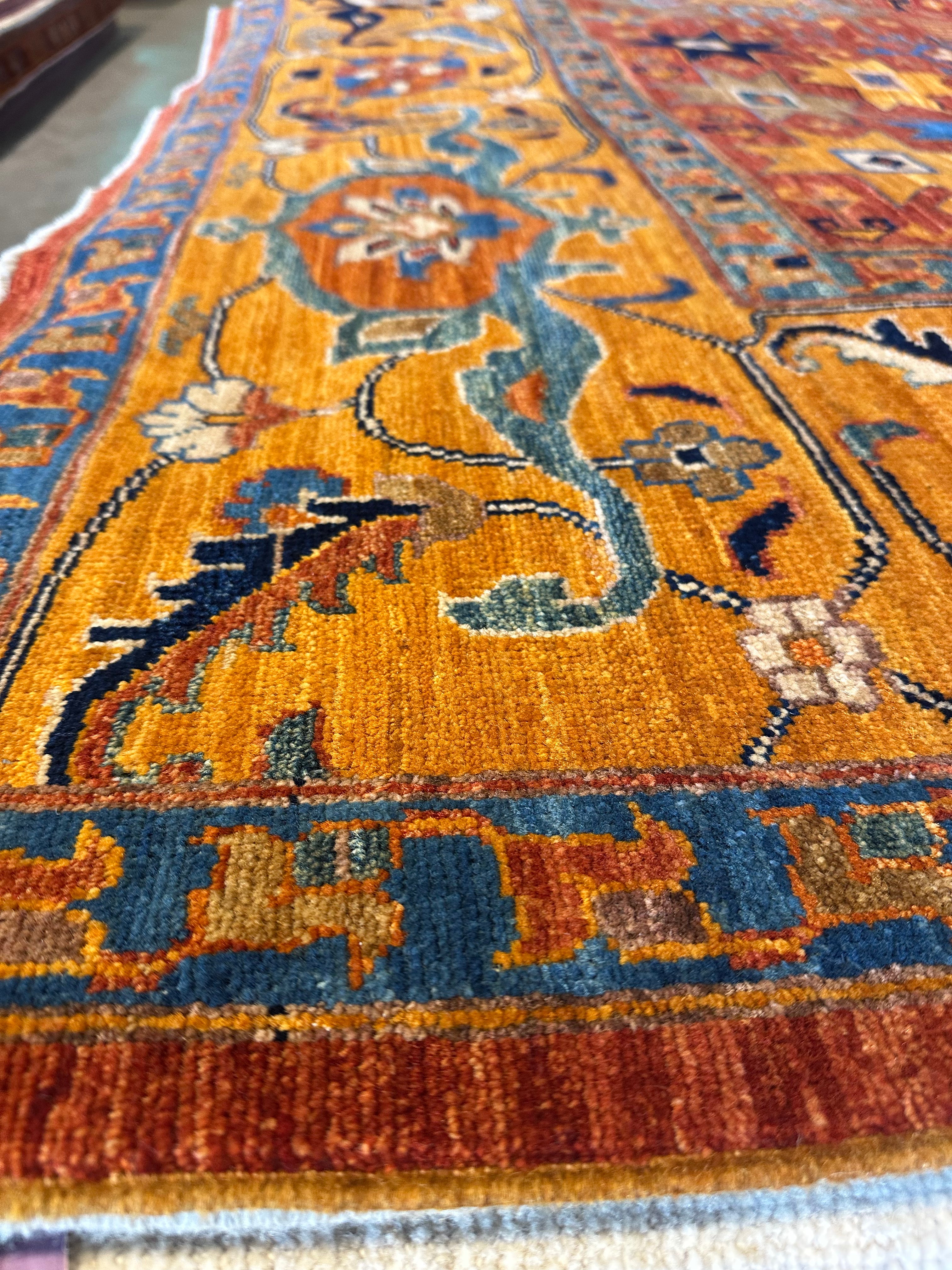 Leesa Pate 9.11x13.7 Orange Hand-Knotted Humna Rug