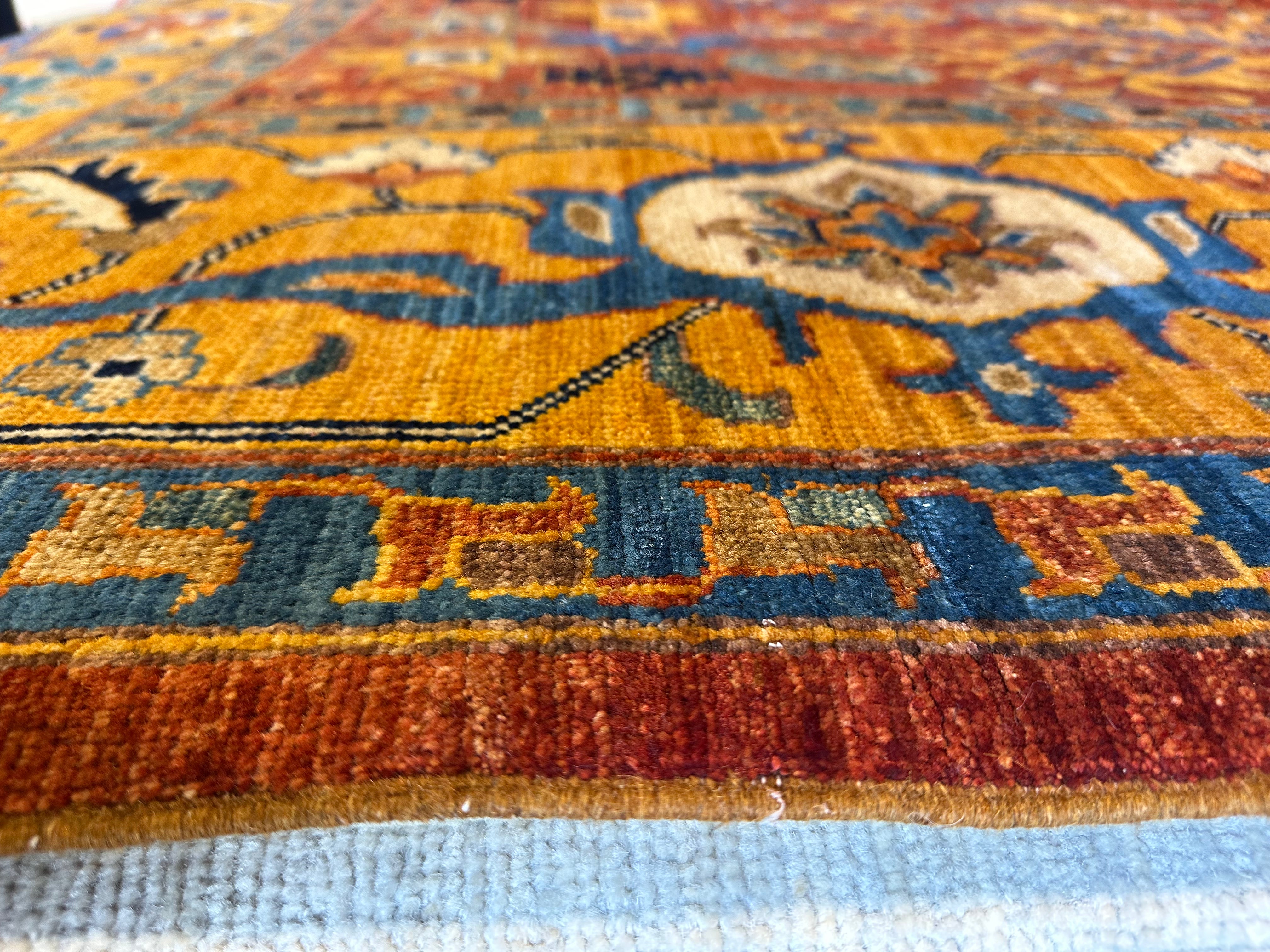 Leesa Pate 9.11x13.7 Orange Hand-Knotted Humna Rug