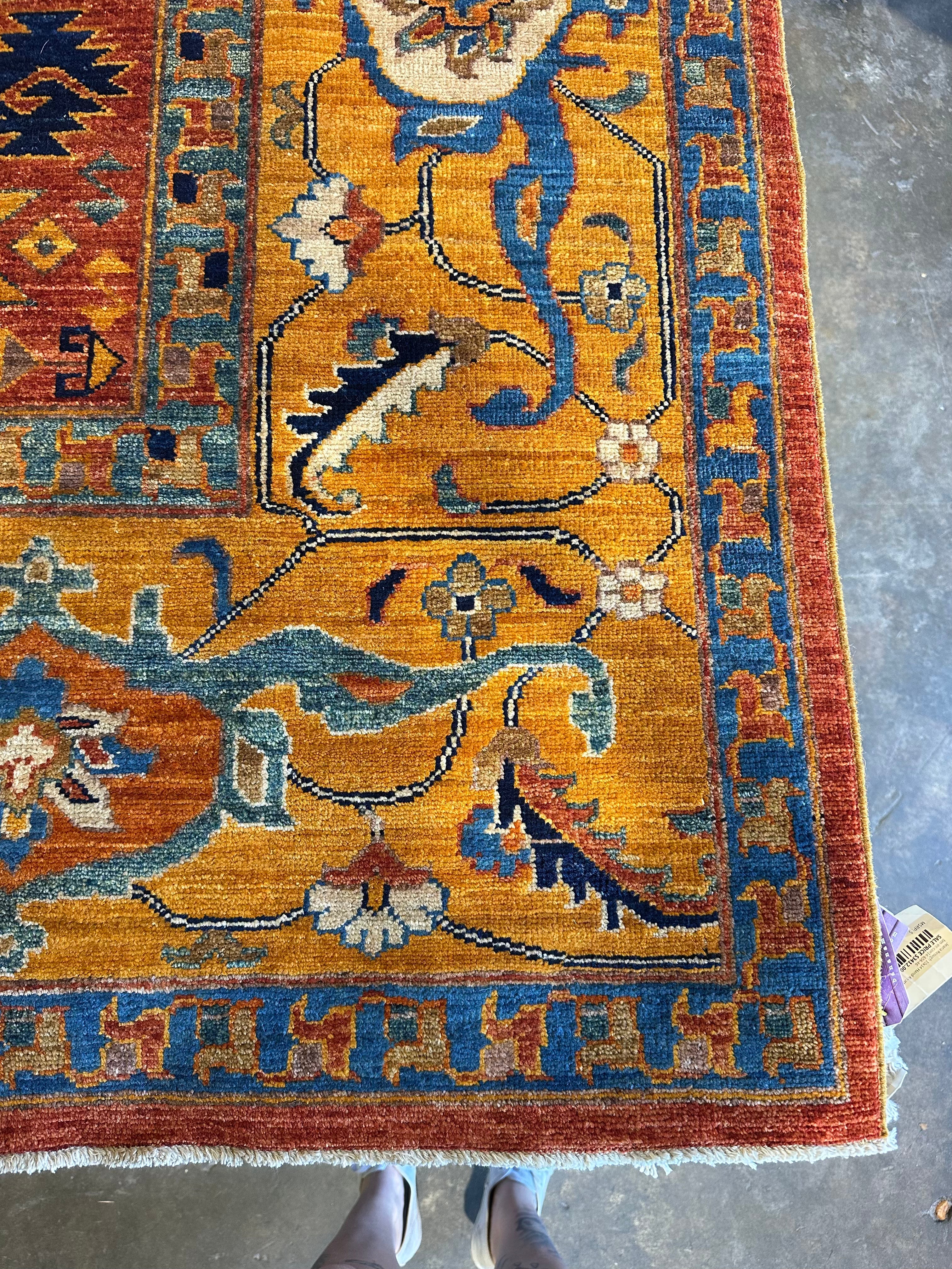 Leesa Pate 9.11x13.7 Orange Hand-Knotted Humna Rug