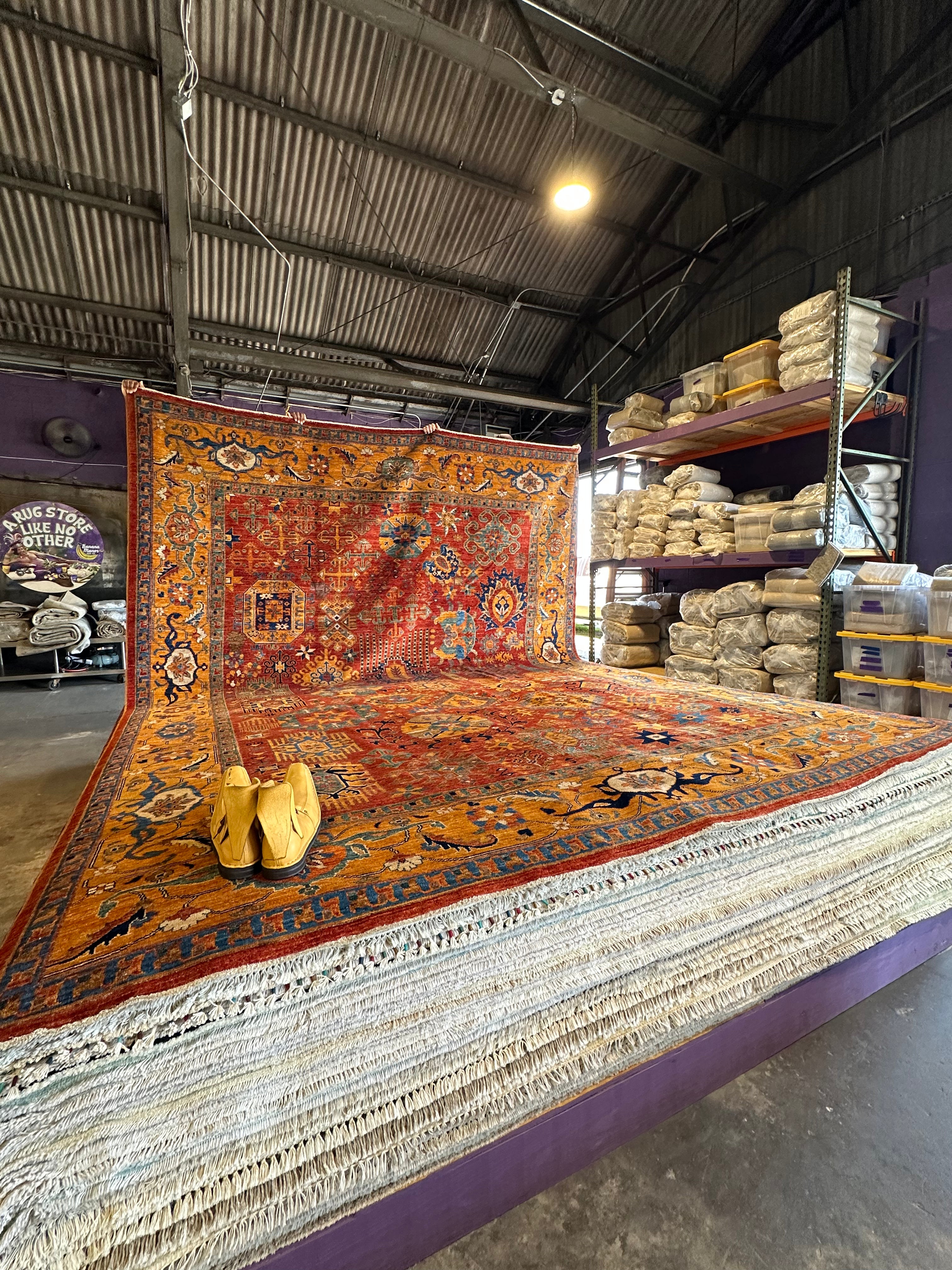 Leesa Pate 9.11x13.7 Orange Hand-Knotted Humna Rug