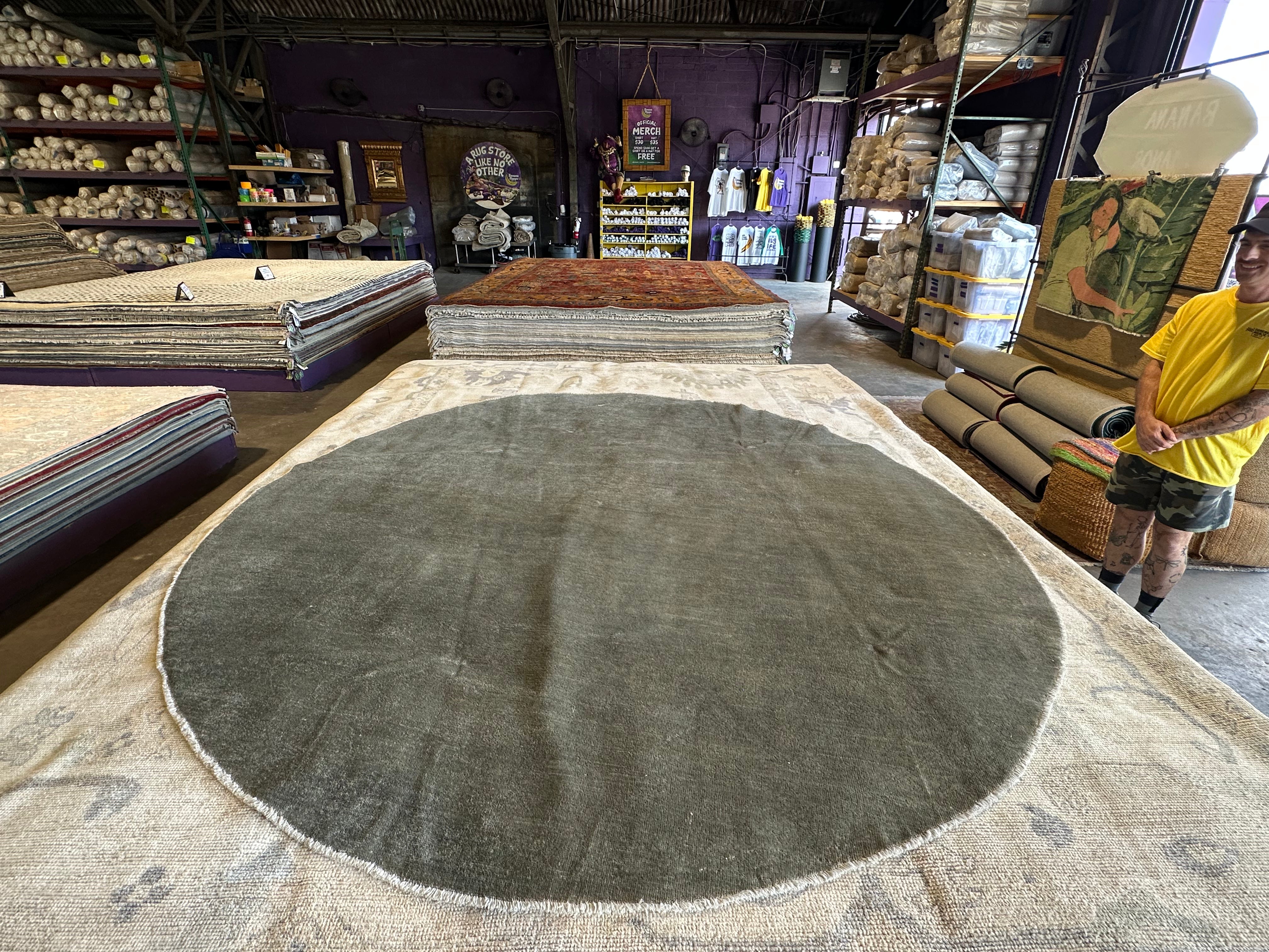 Rose Locke 8x8 Grey Hand-Knotted Farhan Rug