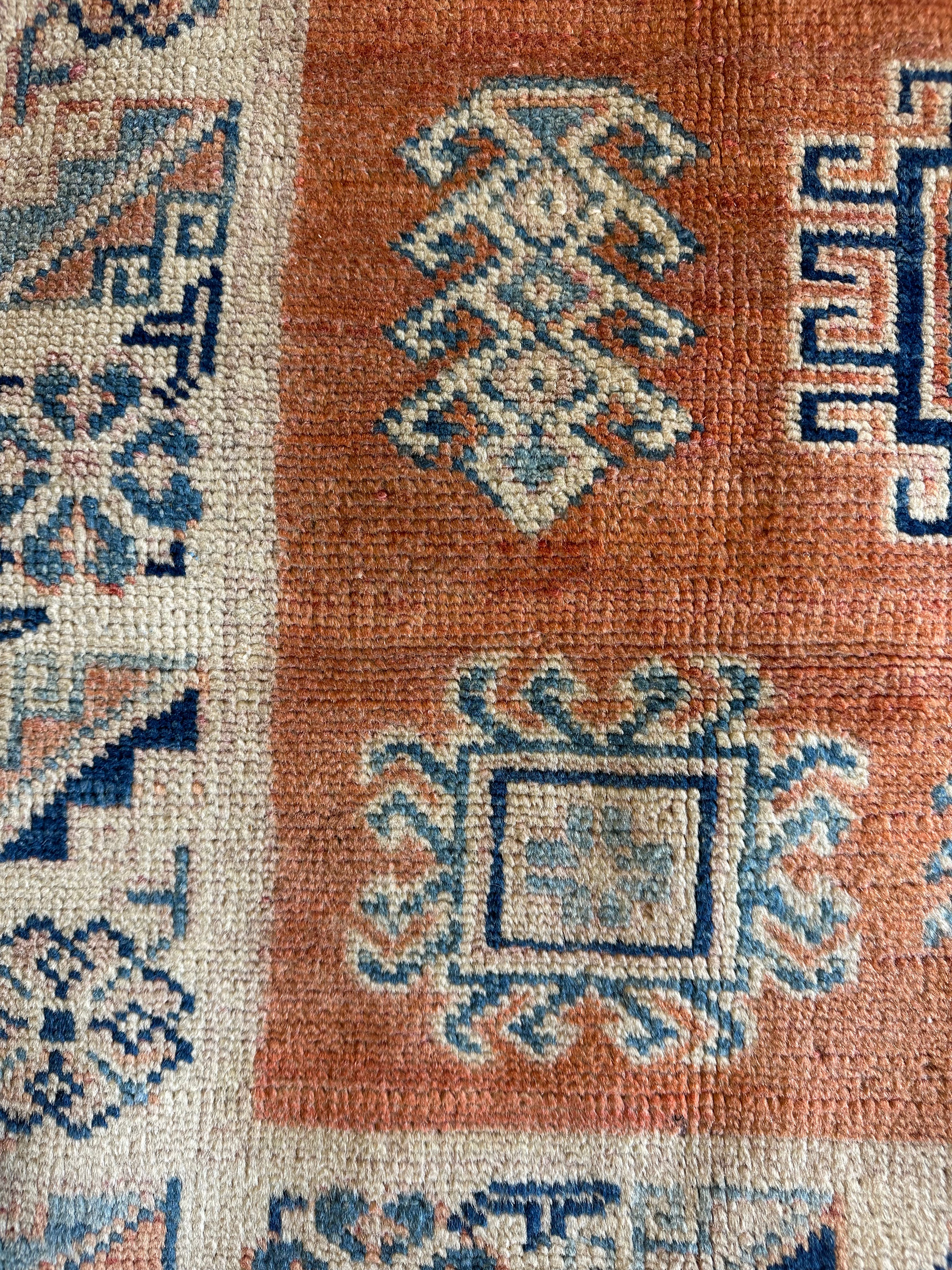 Linda Cardellini 3x4.11 Orange Hand-Knotted Kazak Rug