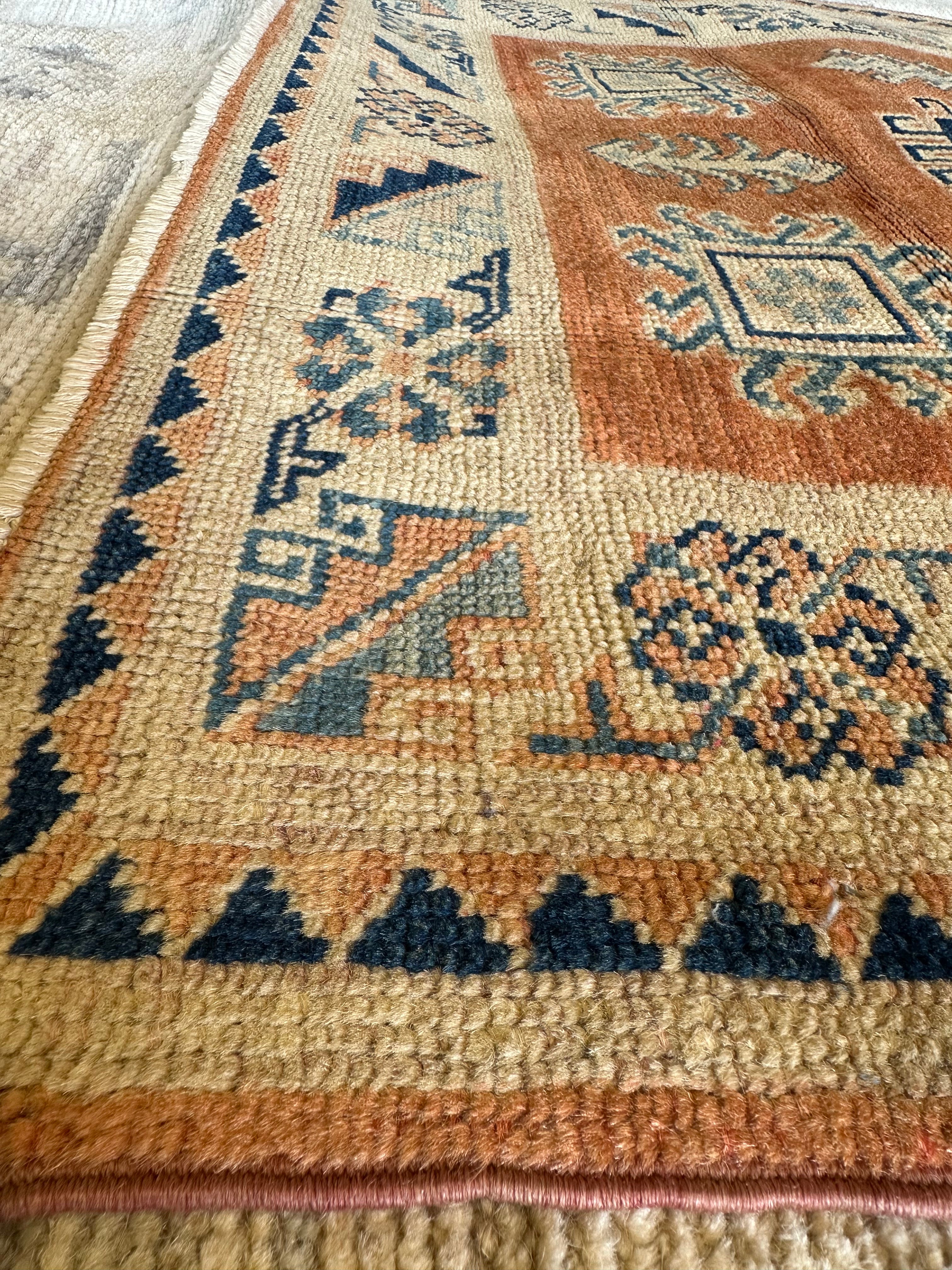 Linda Cardellini 3x4.11 Orange Hand-Knotted Kazak Rug