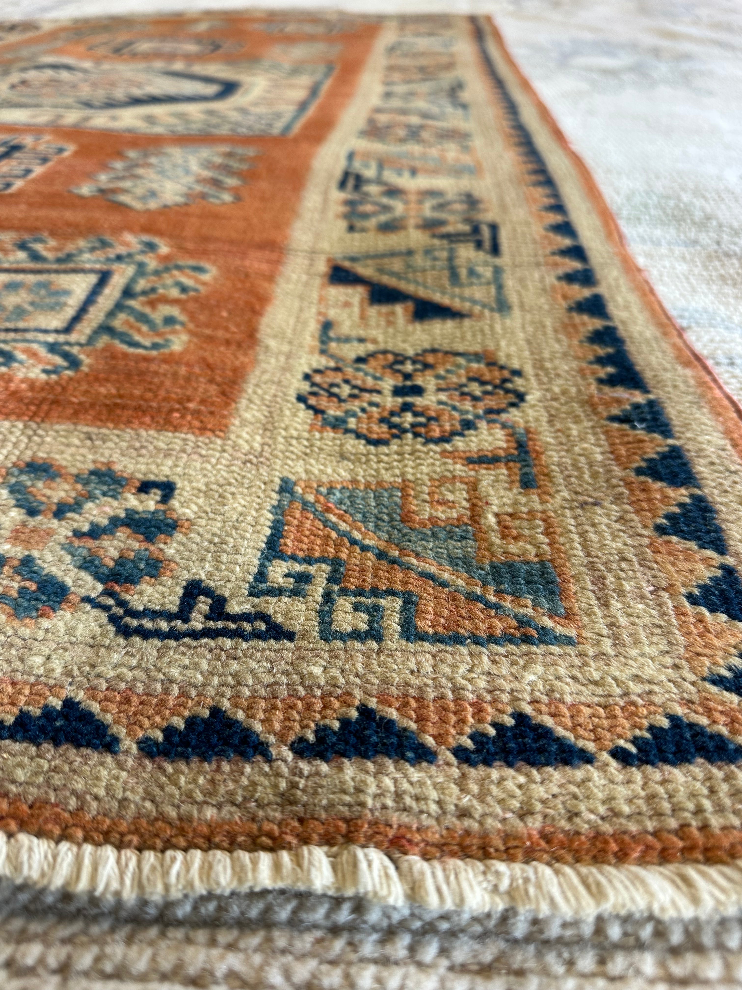 Linda Cardellini 3x4.11 Orange Hand-Knotted Kazak Rug