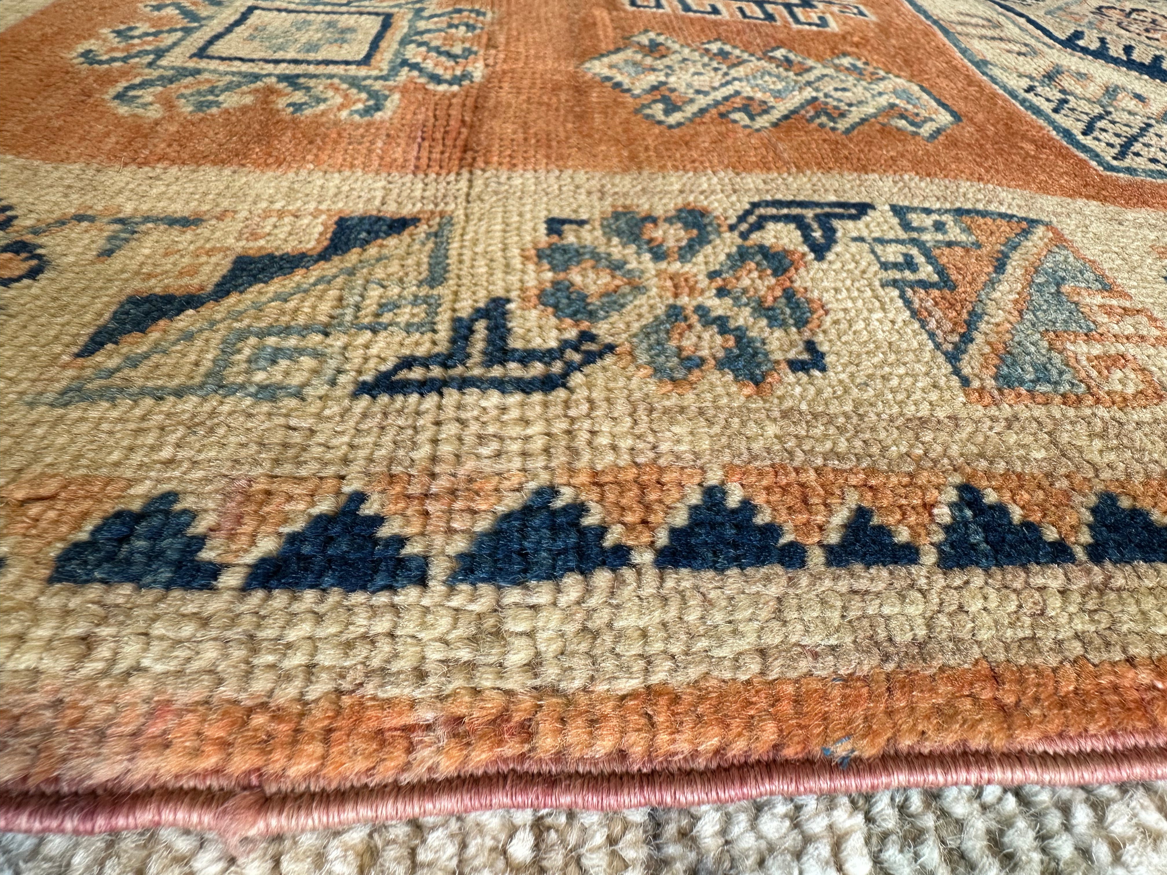 Linda Cardellini 3x4.11 Orange Hand-Knotted Kazak Rug