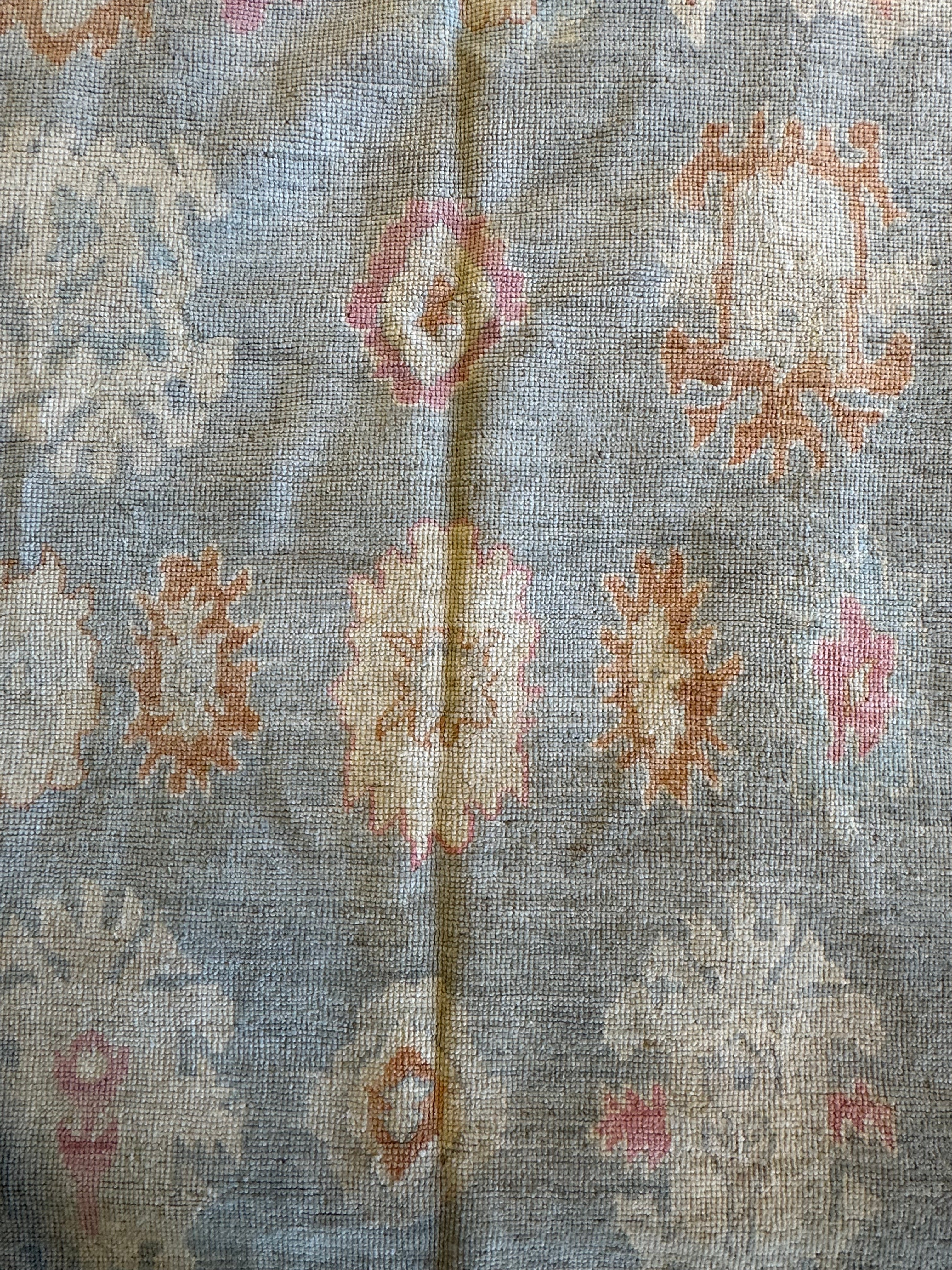 Cara Adams 5.6x7.5 Cream Blue Whitewashed Afghani Oushak Rug