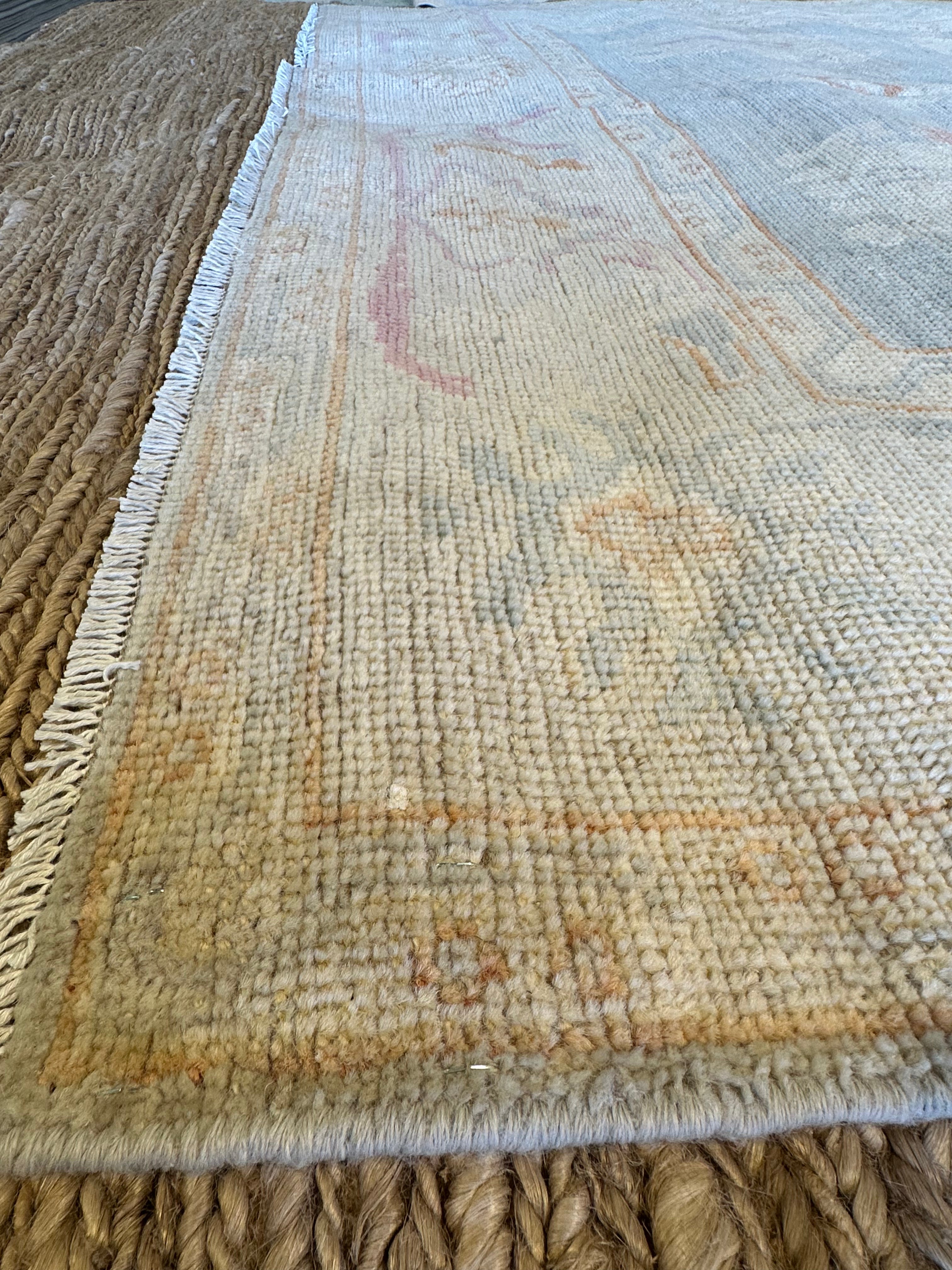 Cara Adams 5.6x7.5 Cream Blue Whitewashed Afghani Oushak Rug