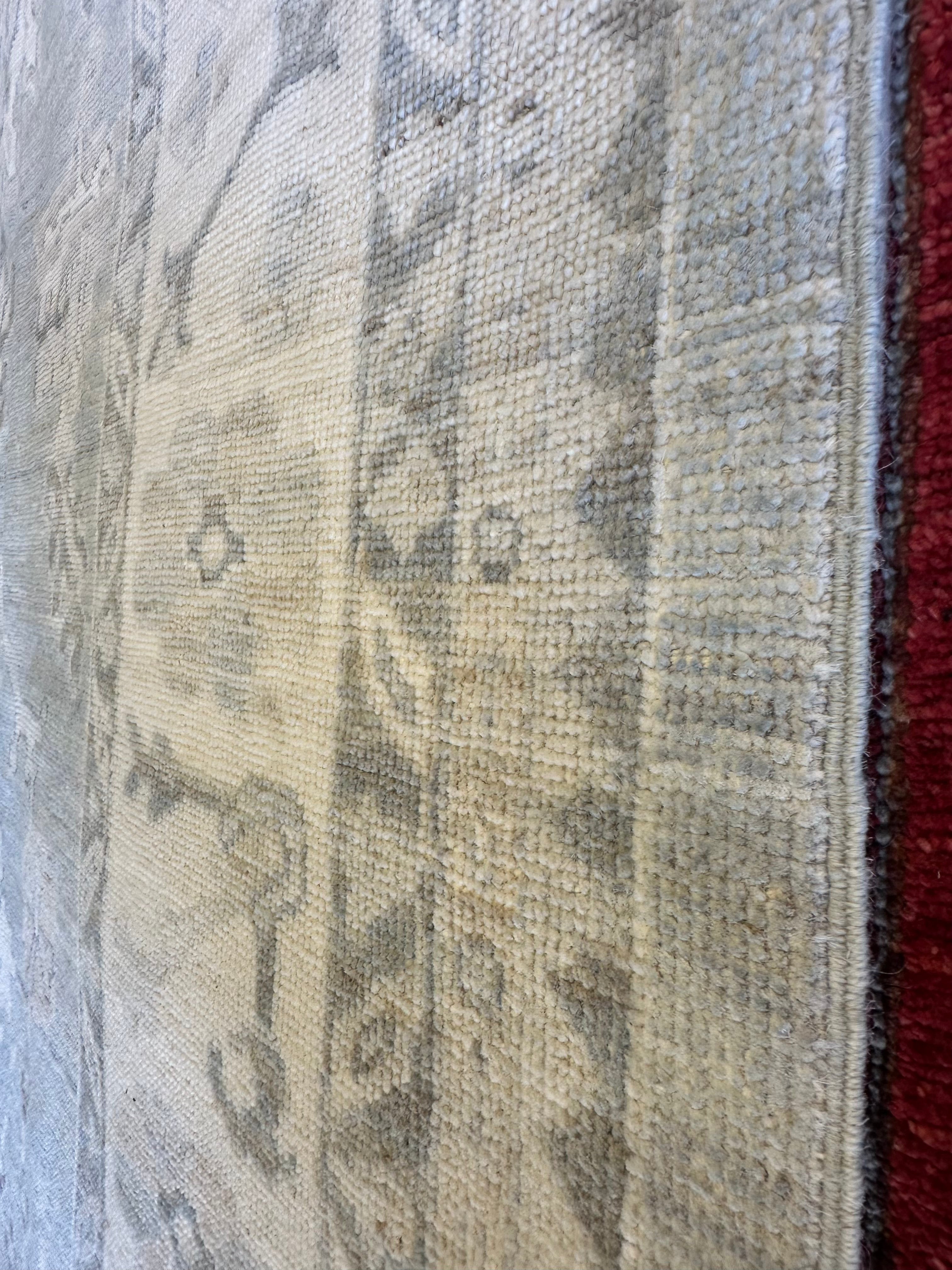 Michelle MacLean 9.11x13.8 Green Grey Whitewashed Afghani Oushak Rug