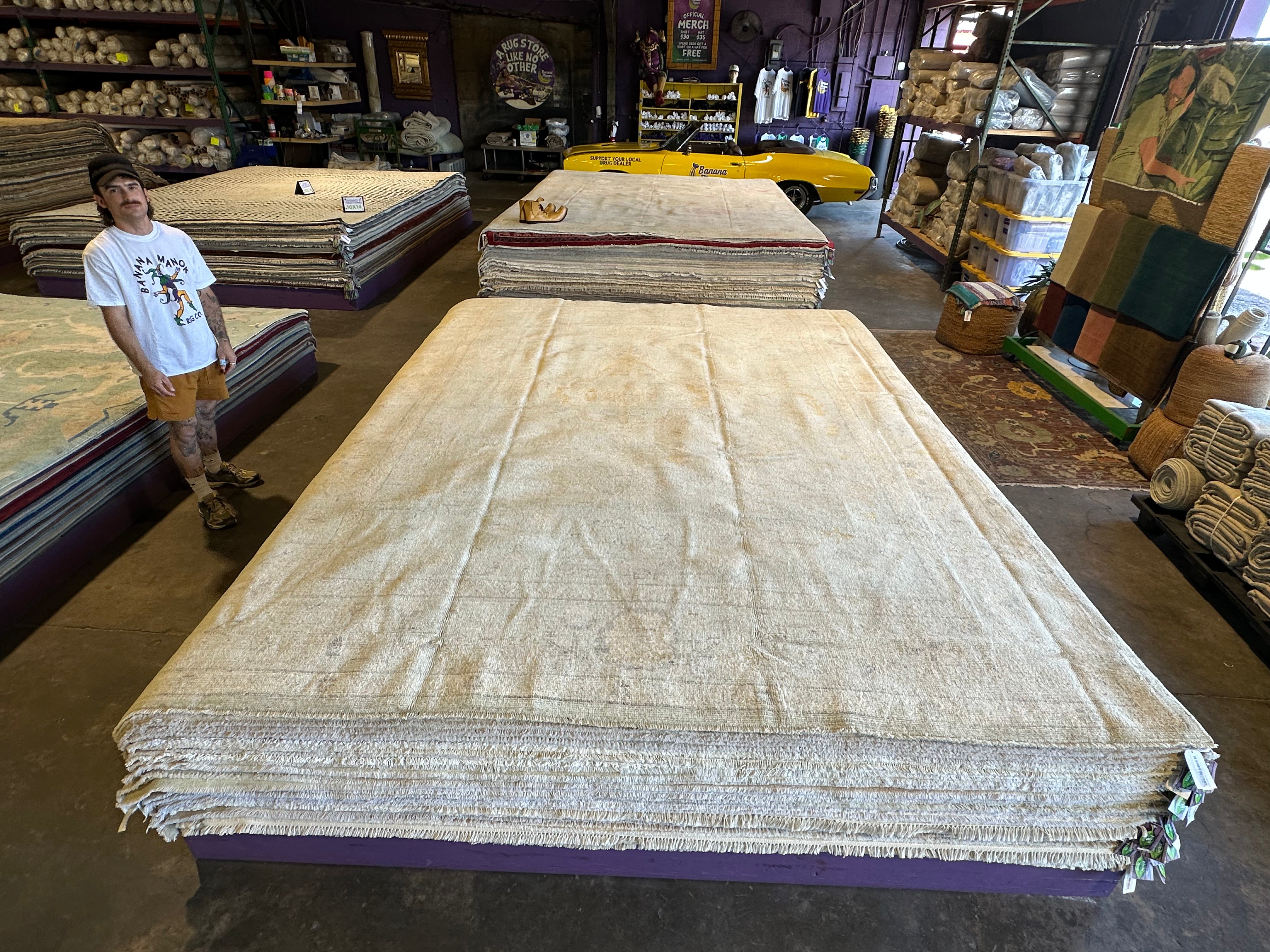 Fiona Highet 9.4x12.4 Cream Whitewashed Afghani Oushak Rug