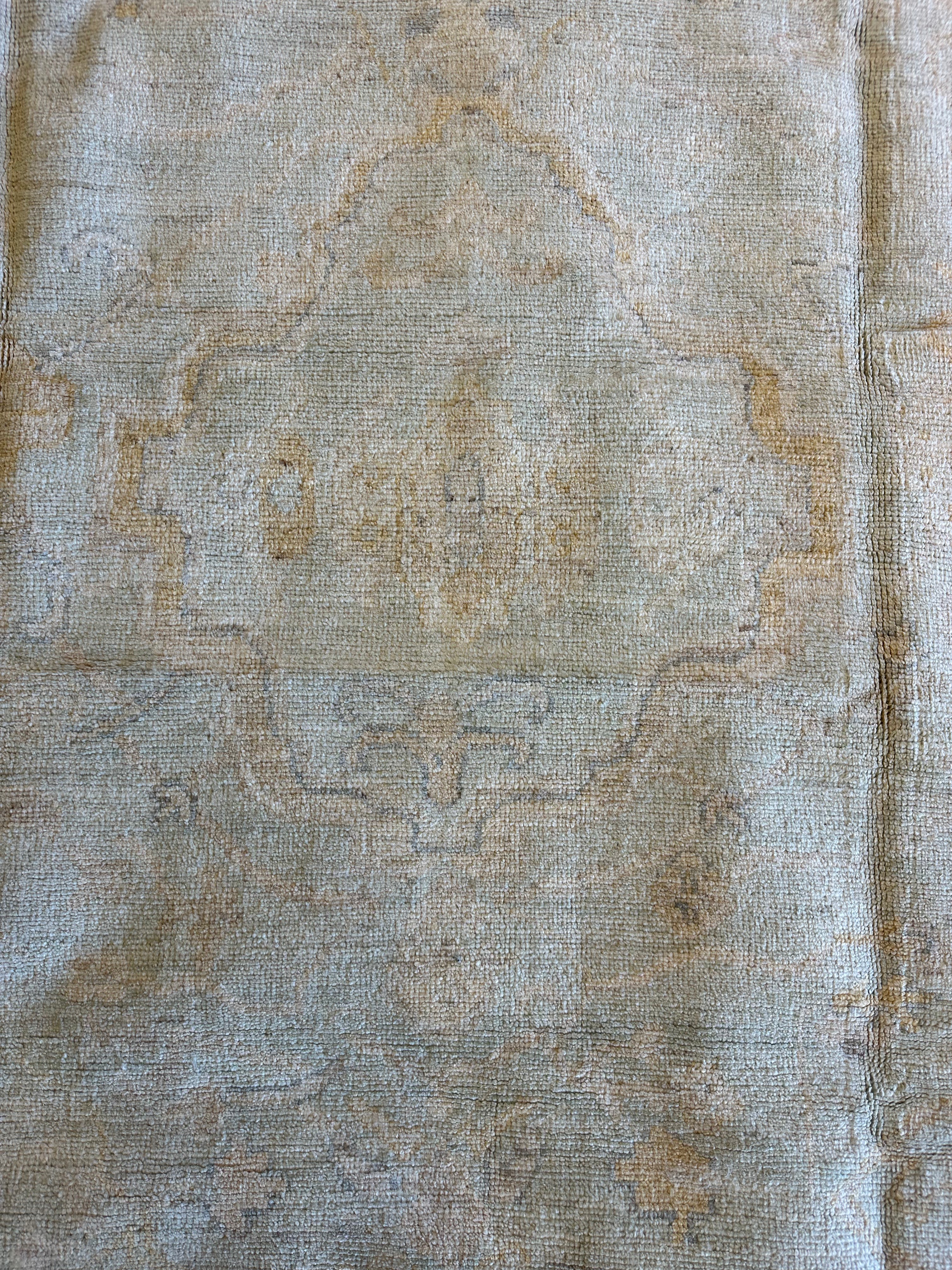 Fiona Highet 9.4x12.4 Cream Whitewashed Afghani Oushak Rug