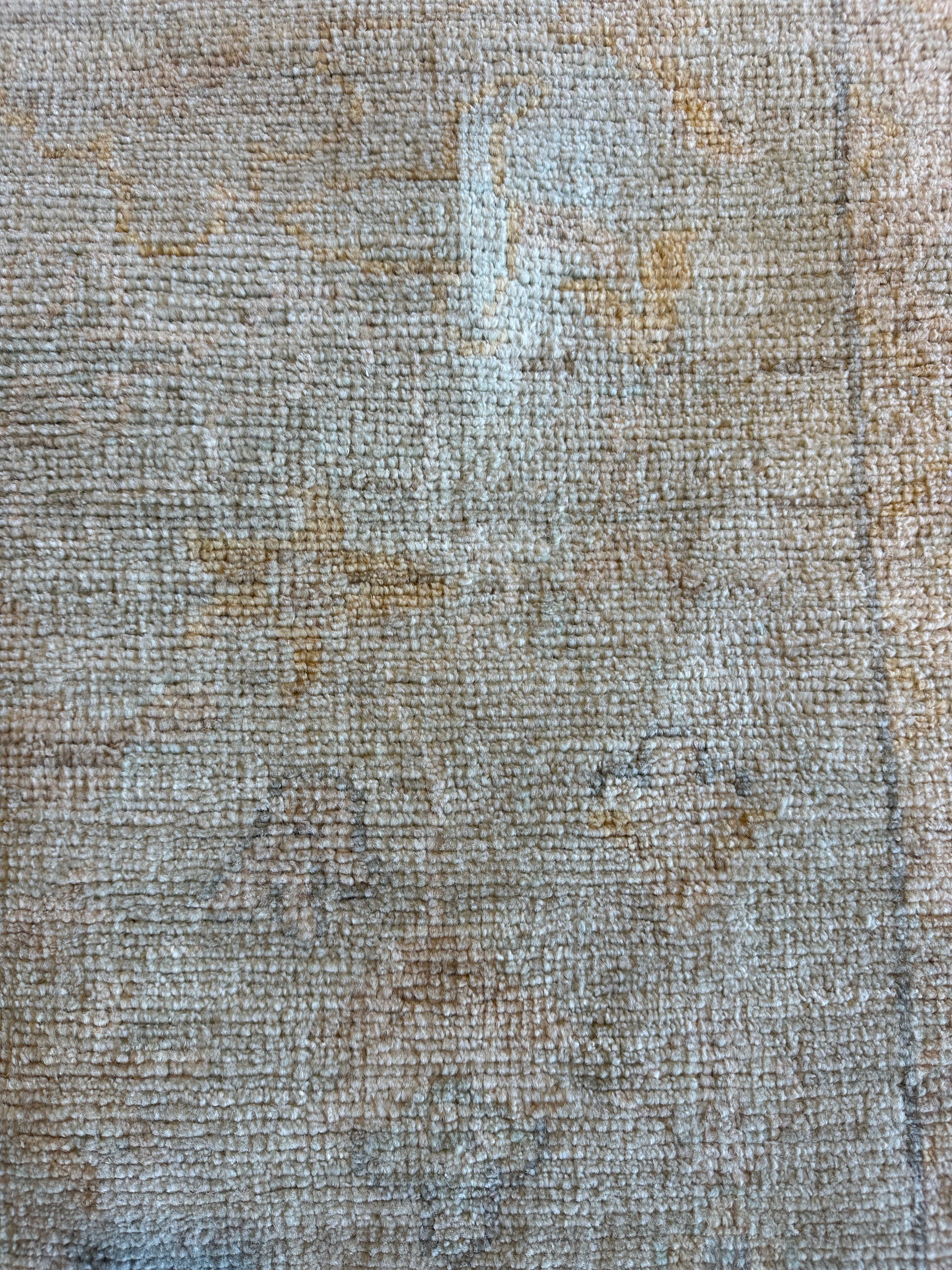 Fiona Highet 9.4x12.4 Cream Whitewashed Afghani Oushak Rug