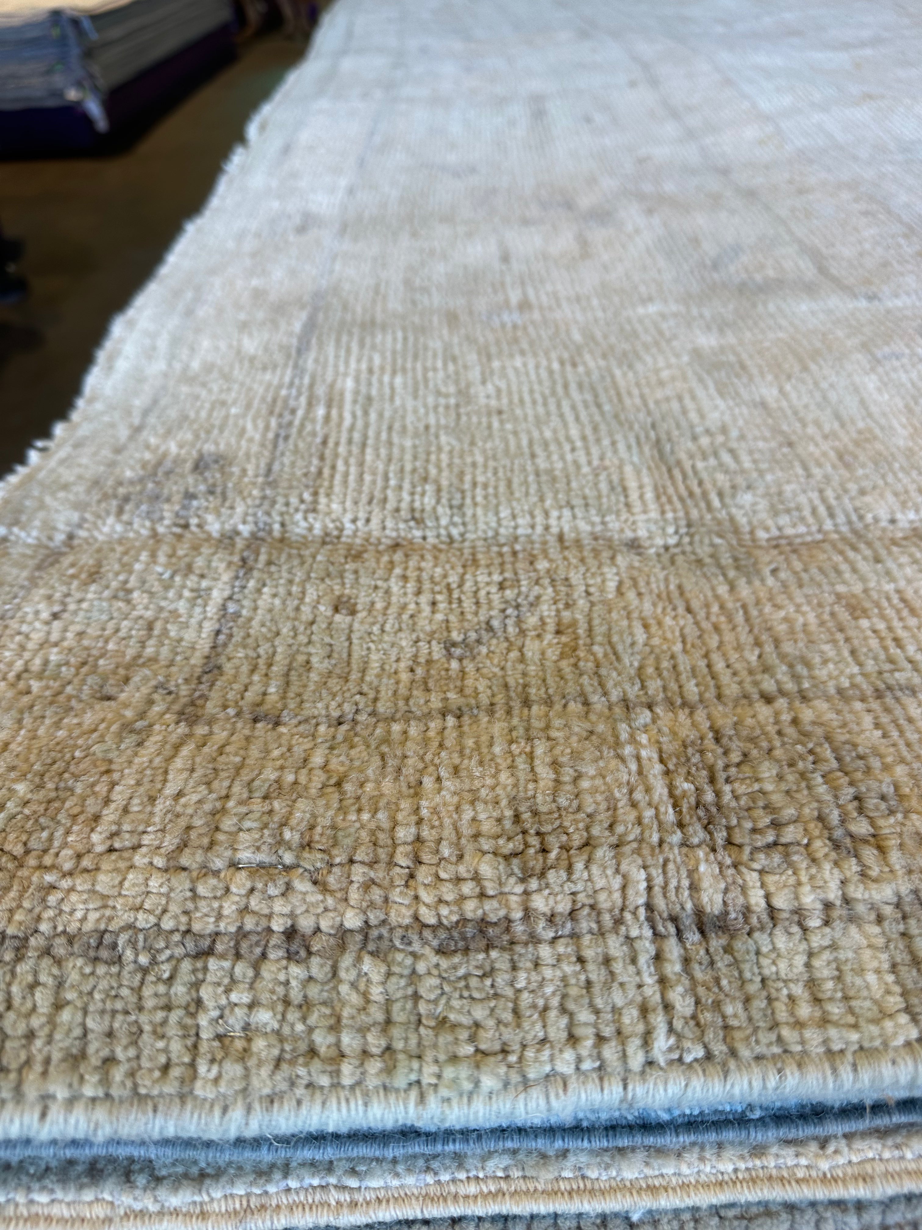 Fiona Highet 9.4x12.4 Cream Whitewashed Afghani Oushak Rug