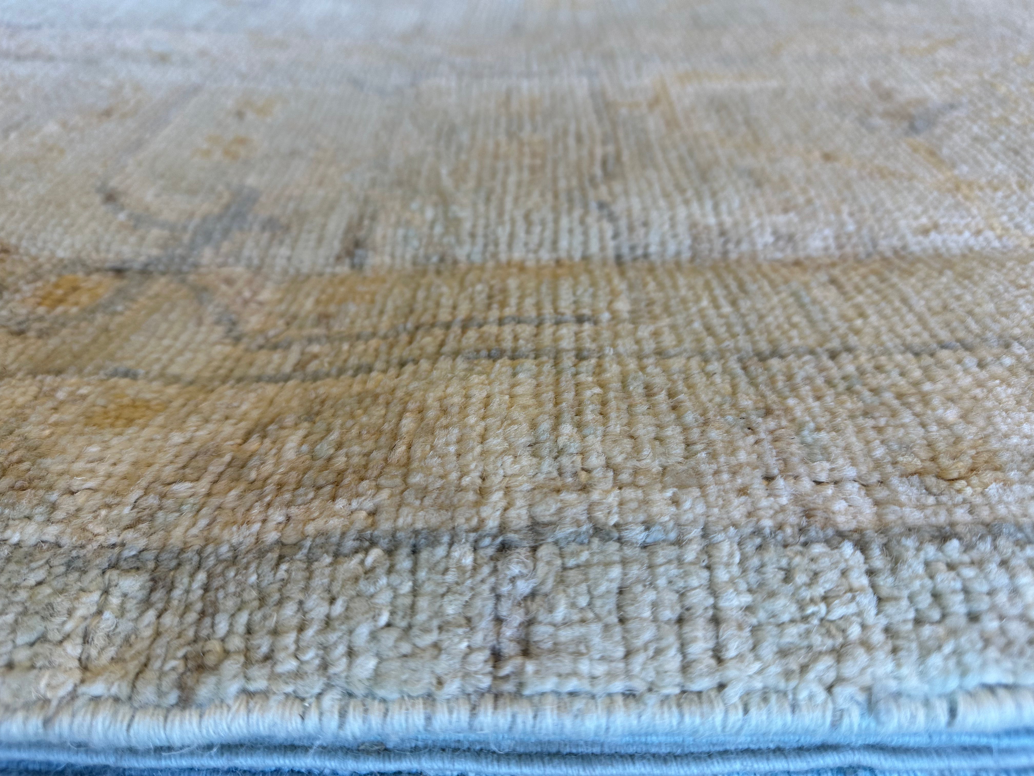 Fiona Highet 9.4x12.4 Cream Whitewashed Afghani Oushak Rug