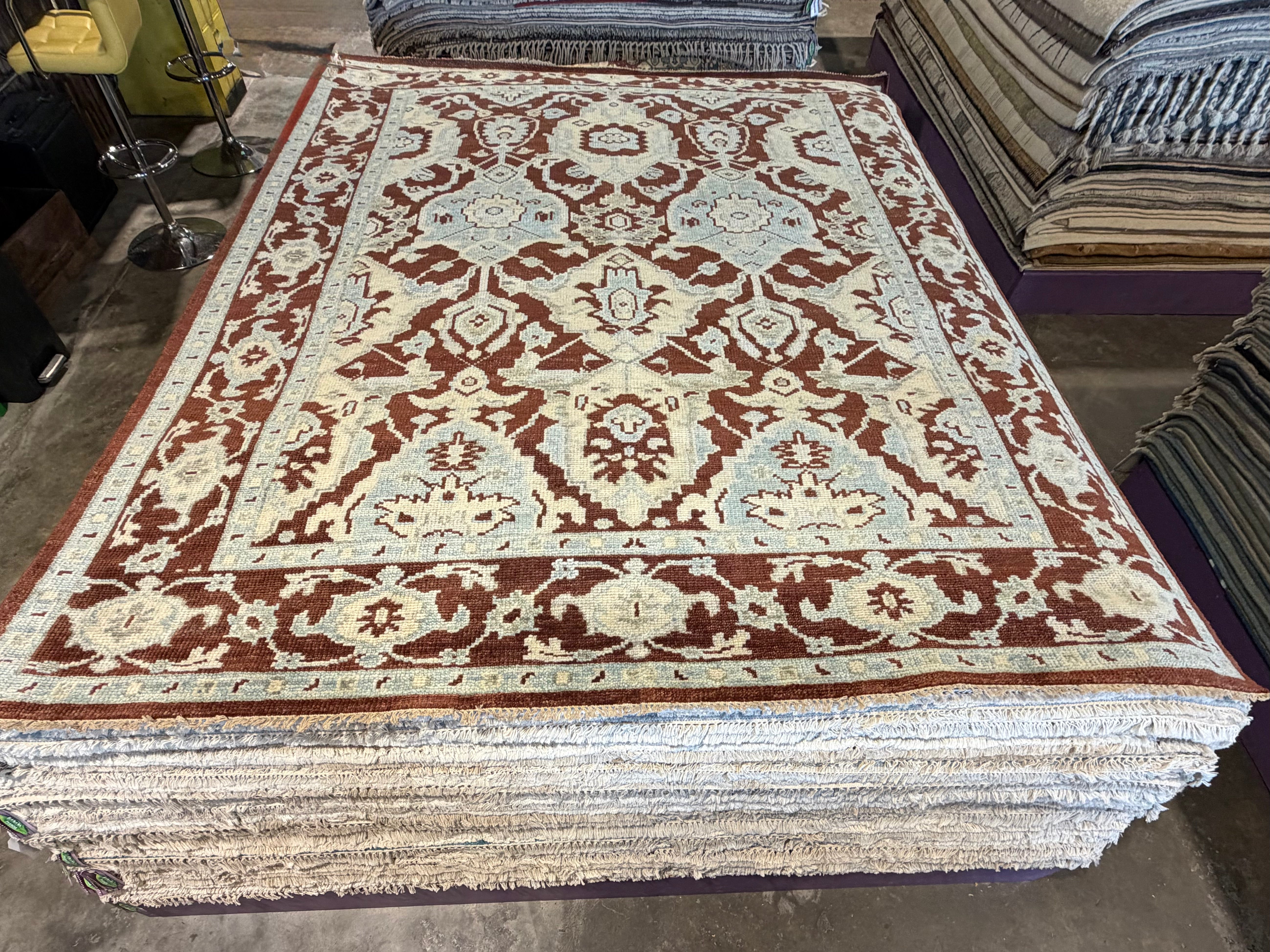 Sister Parish 8x10 Red Hand-Knotted Oushak Rug