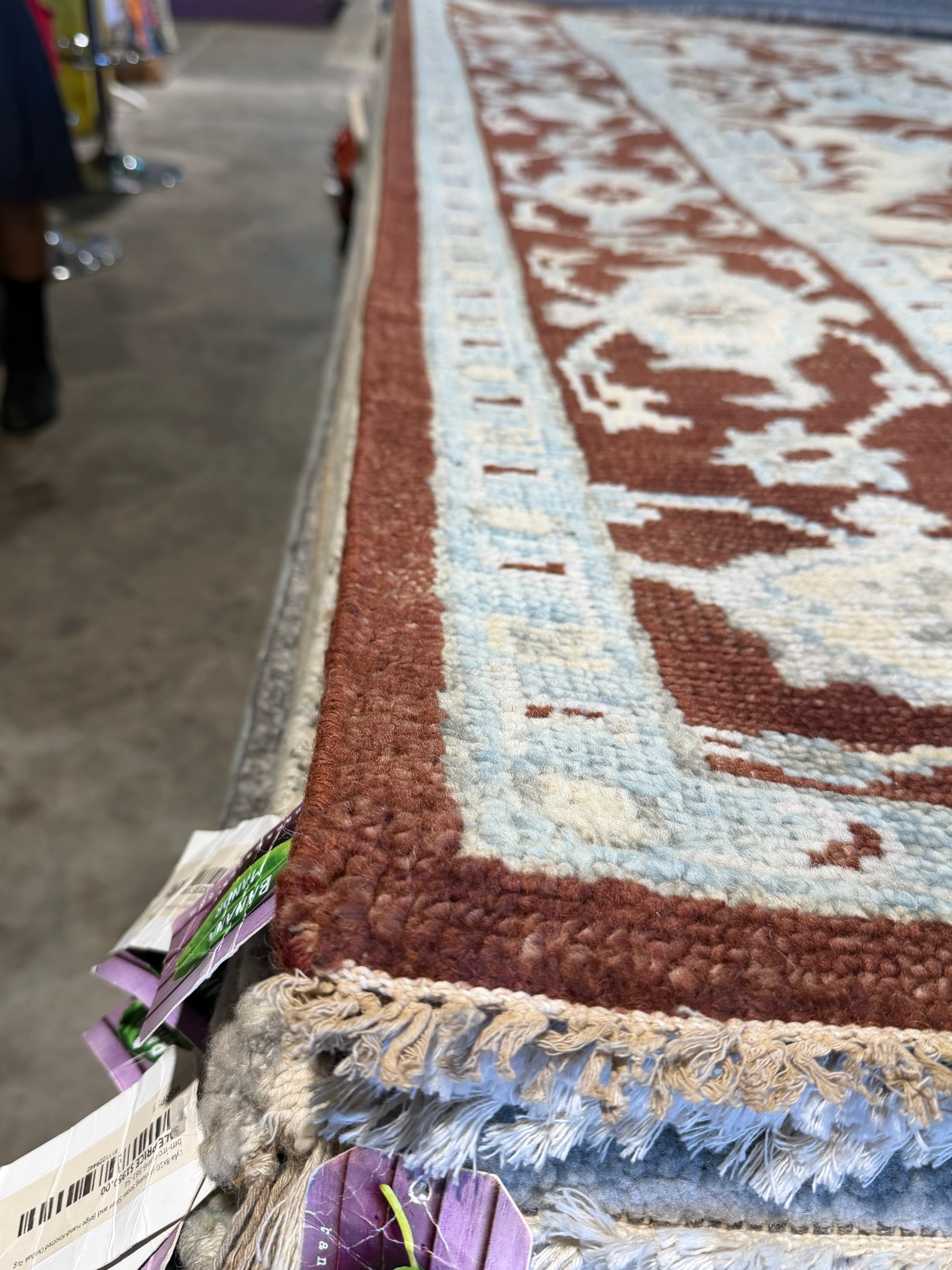 Sister Parish 8x10 Red Hand-Knotted Oushak Rug