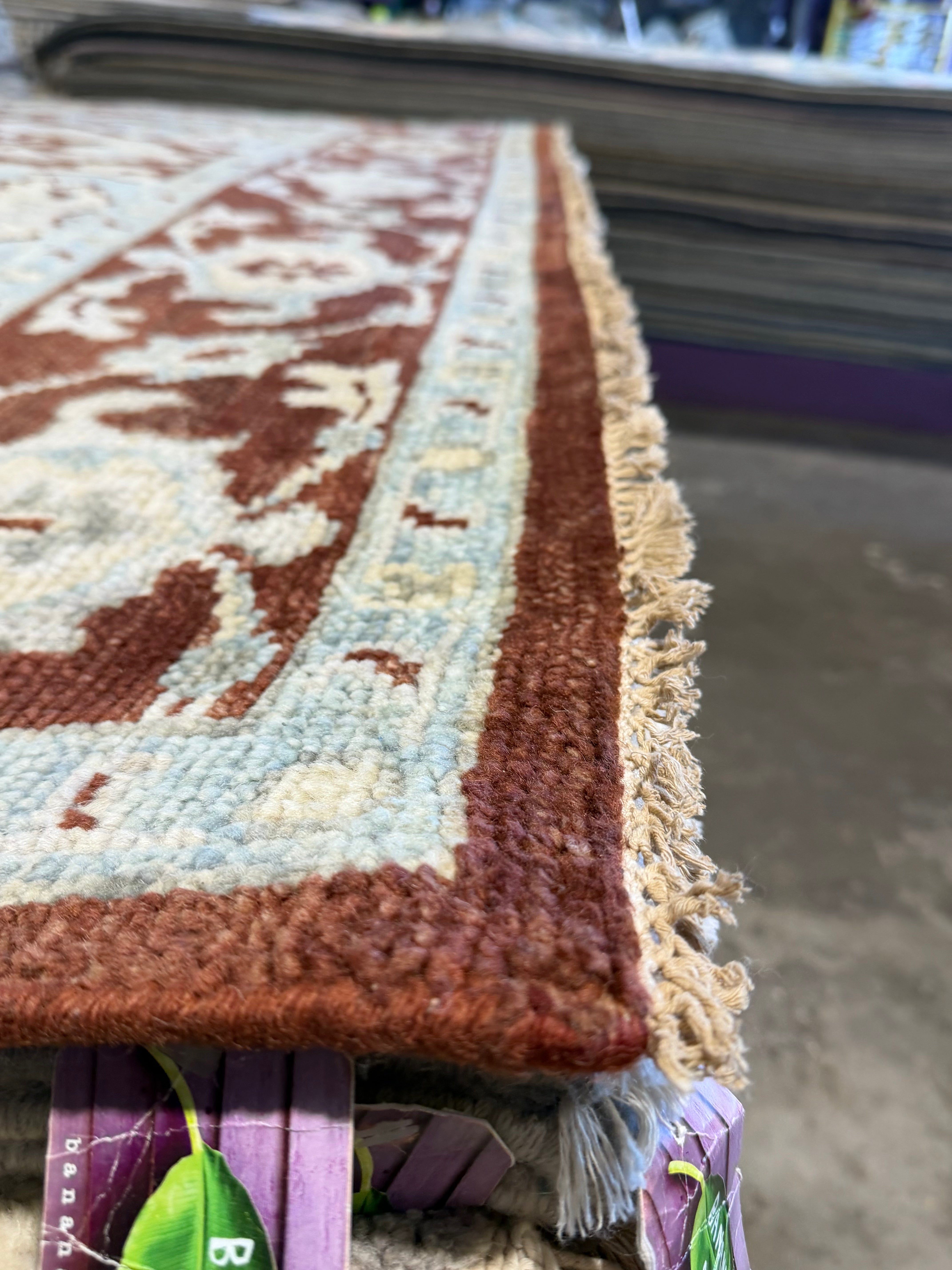 Sister Parish 8x10 Red Hand-Knotted Oushak Rug