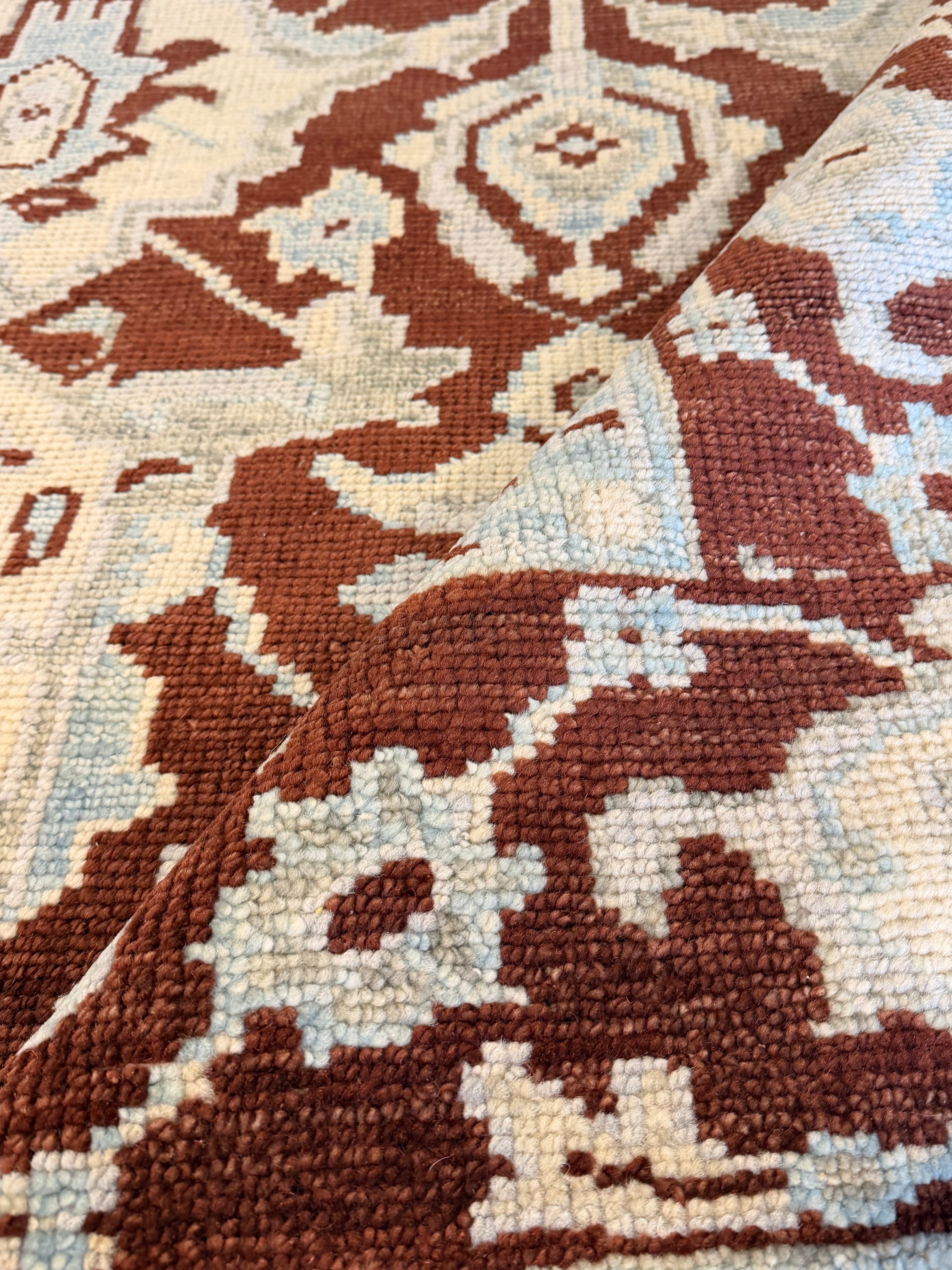 Sister Parish 8x10 Red Hand-Knotted Oushak Rug