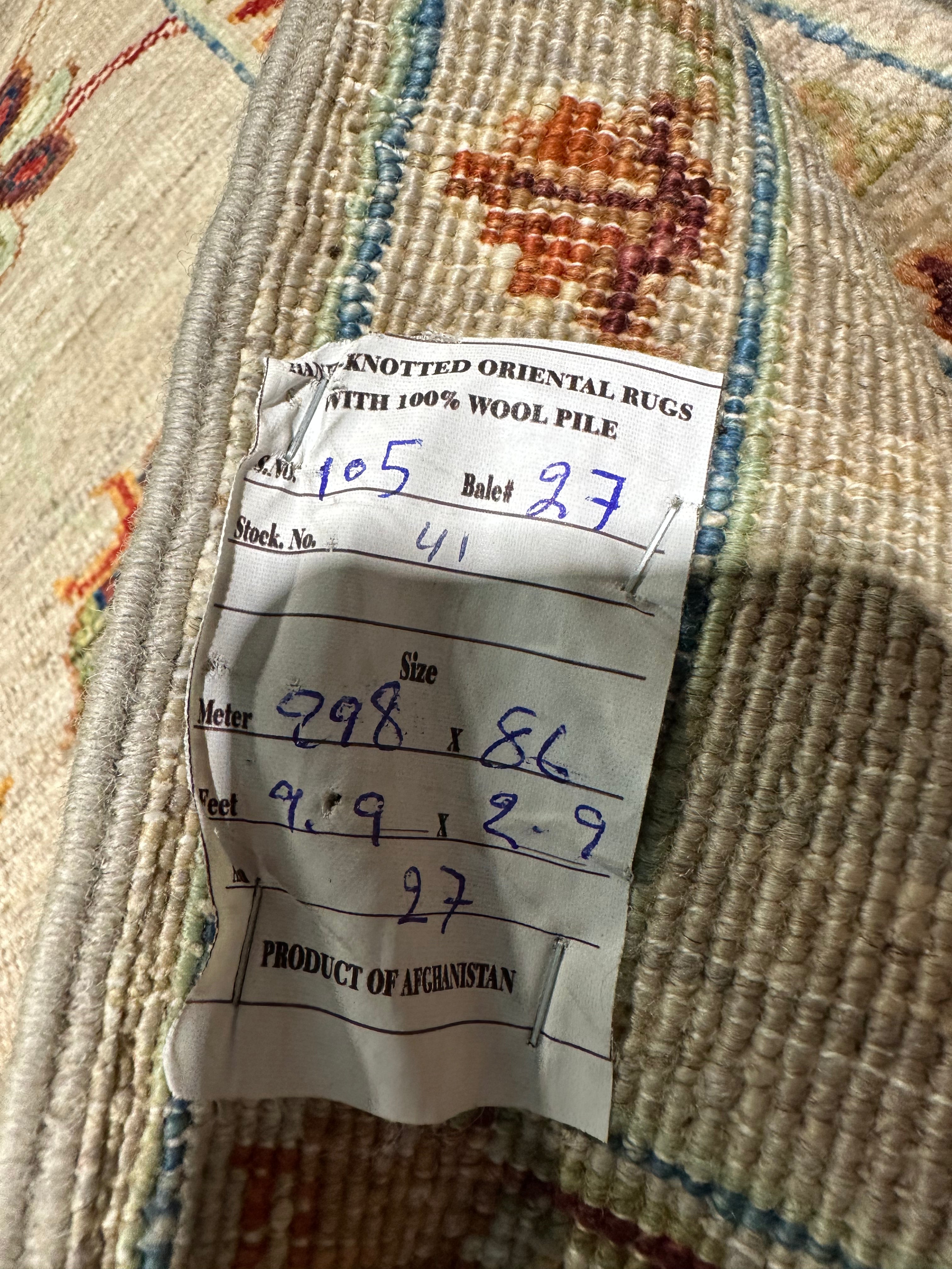 Florence May Carter 2.9x9.9 Afghani Sultani Runner