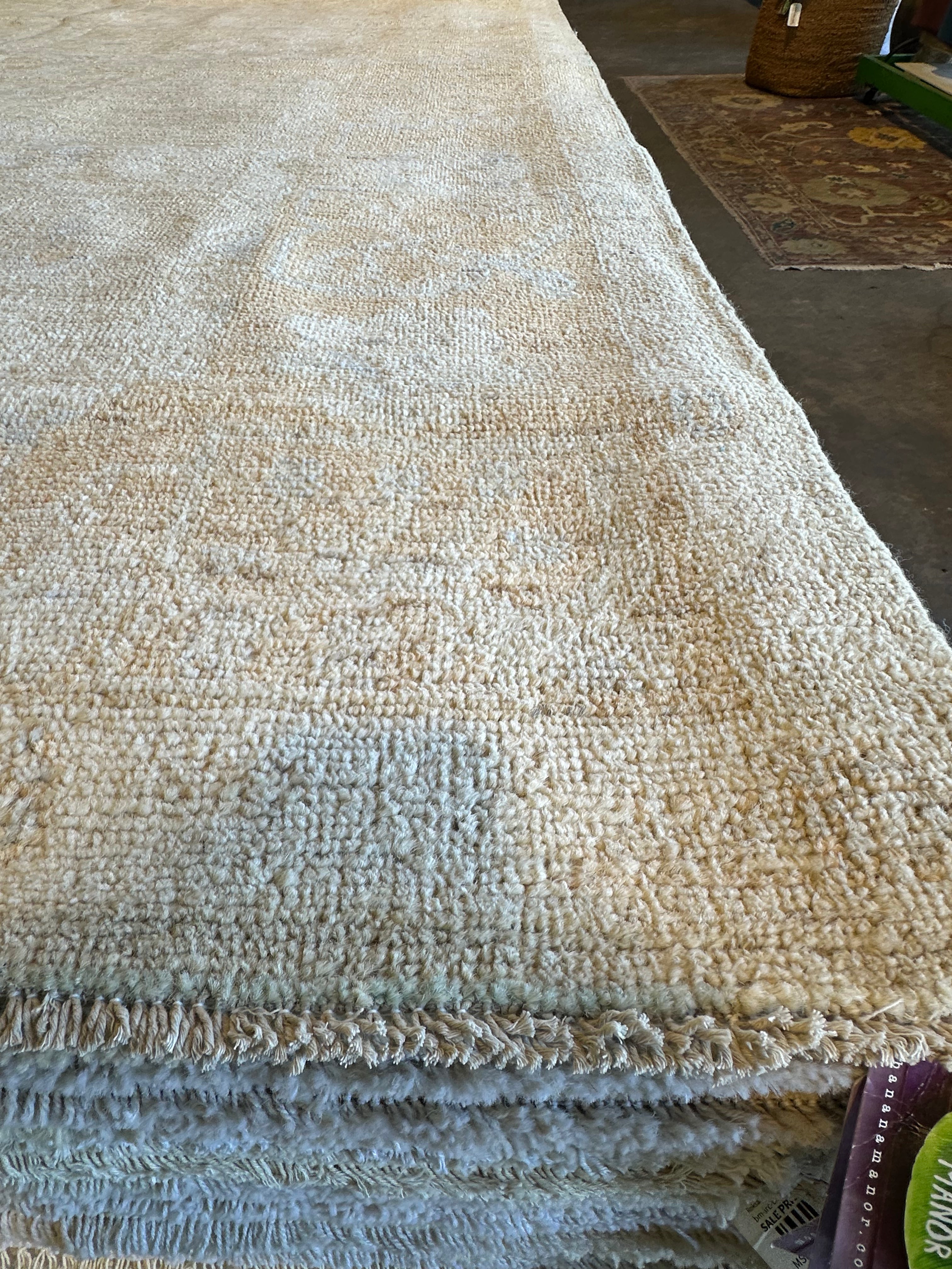 Valerie 8.10x11.6 Cream Whitewashed Afghani Oushak Rug